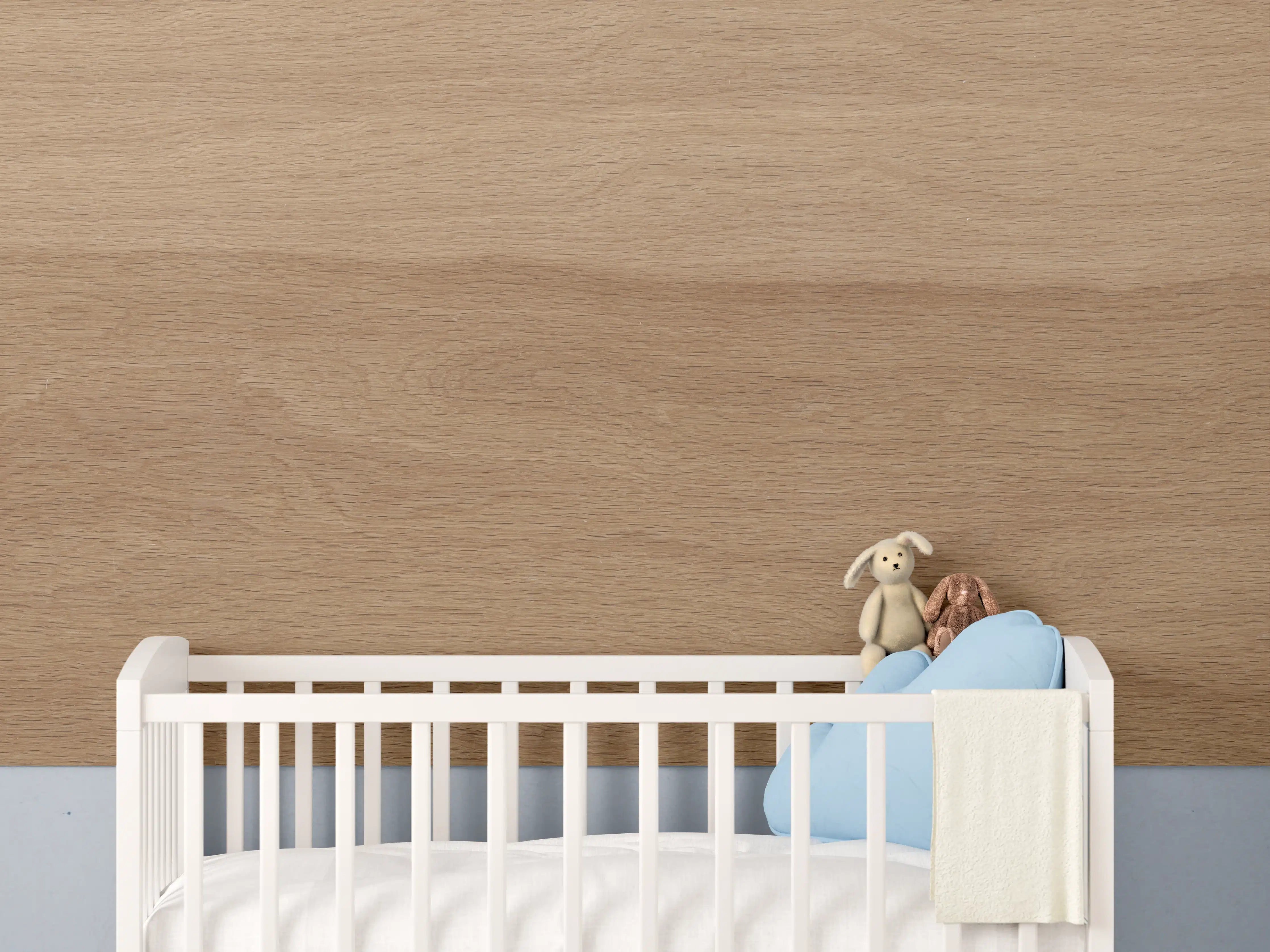 Babyzimmer Wandgestaltung - Warmbraune Eichenholz-Textur