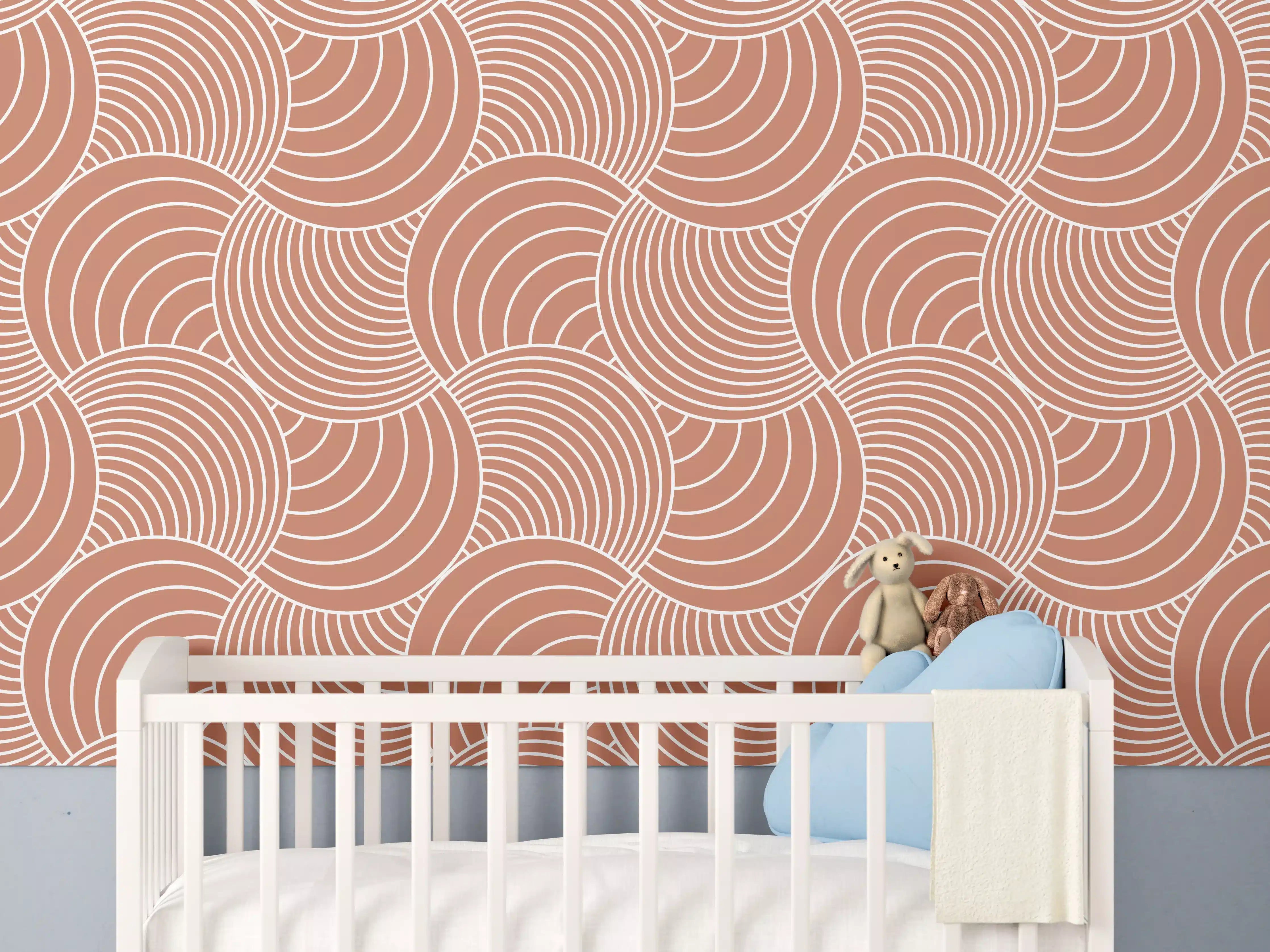 Babyzimmer Wandgestaltung - Warmes Terracotta-Motiv