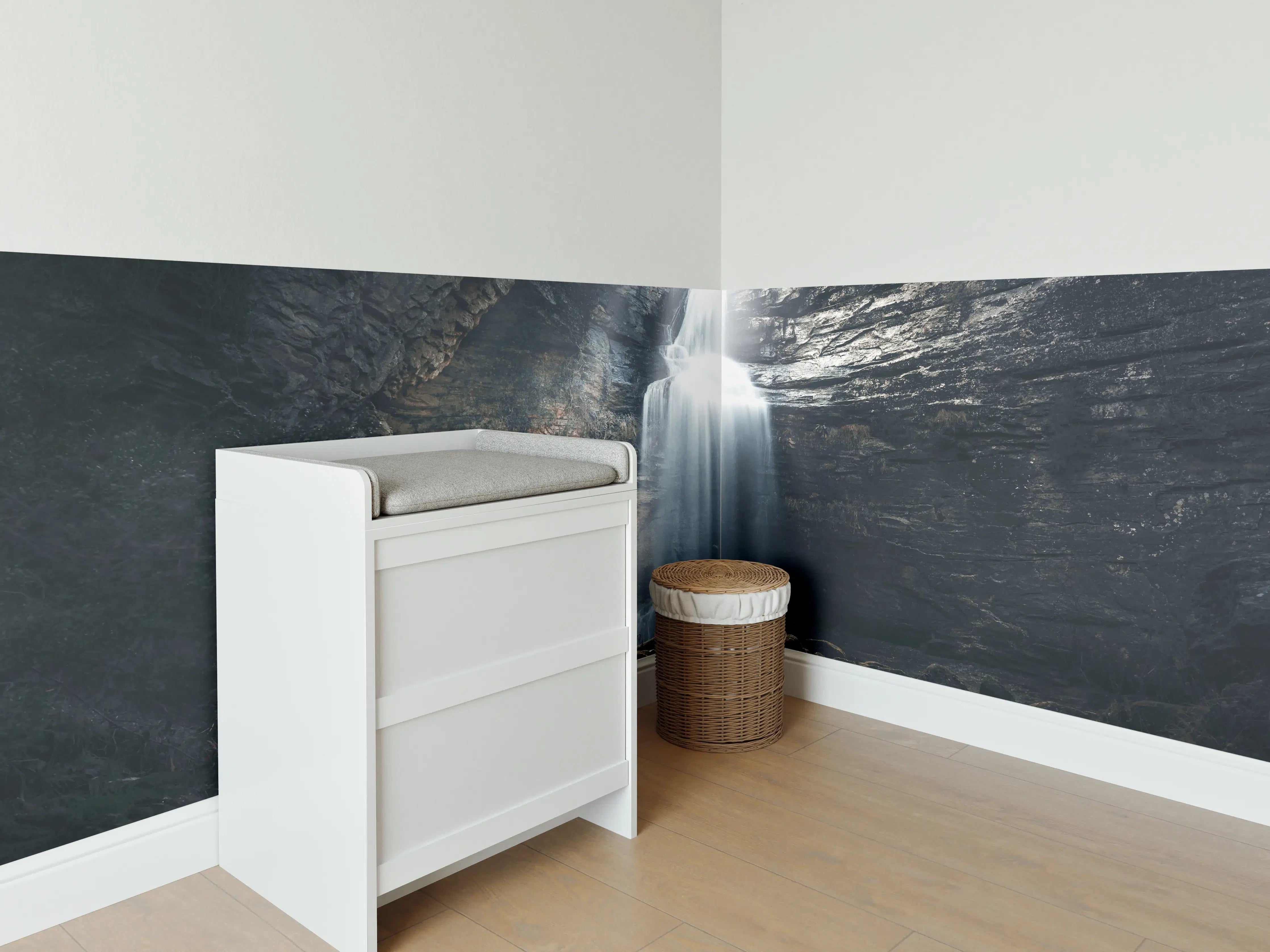 Babyzimmer Wandgestaltung - Wasserfall in geheimnisvoller Schlucht