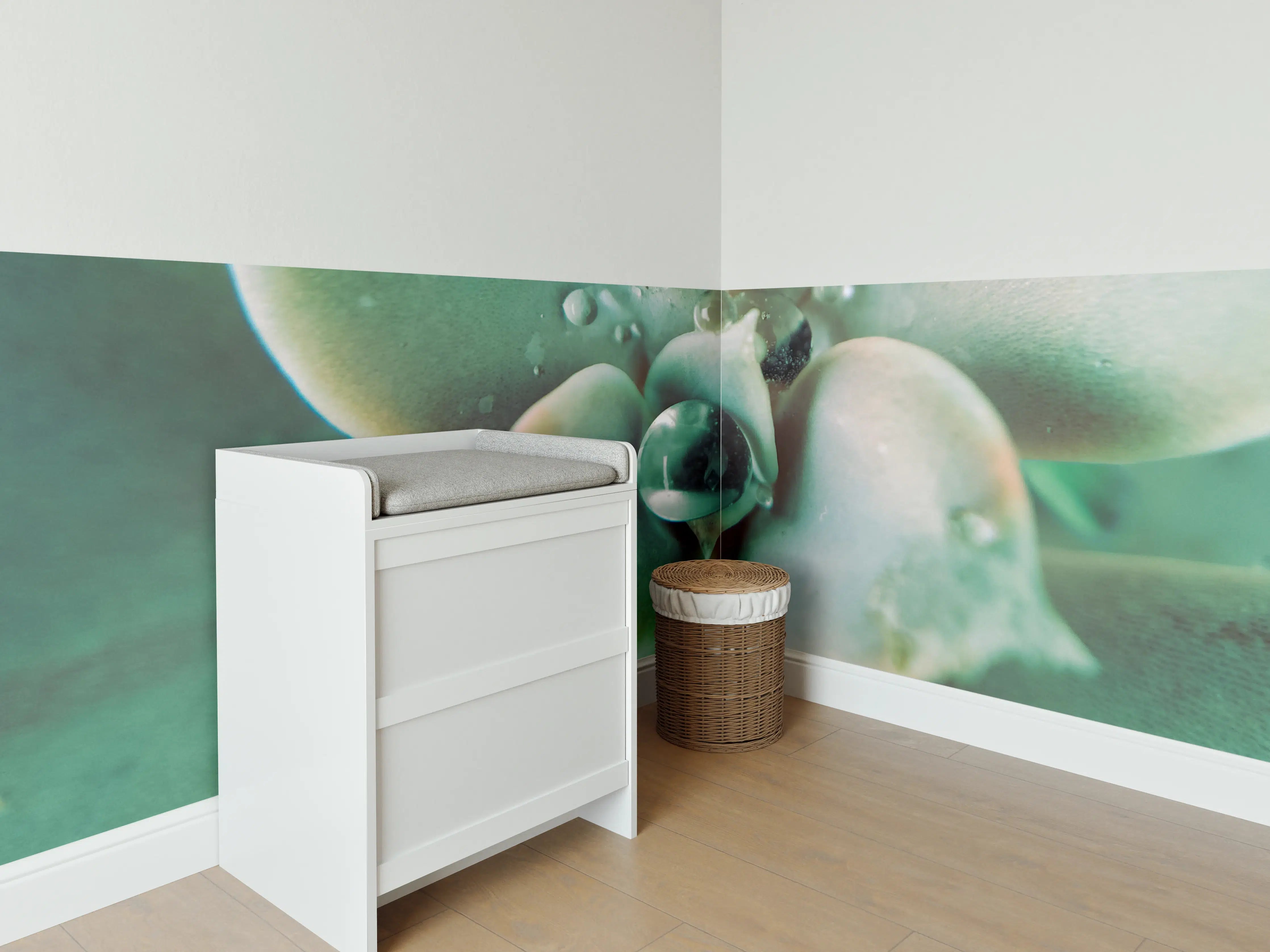 Babyzimmer Wandgestaltung - Wassertropfen - Sukkulente