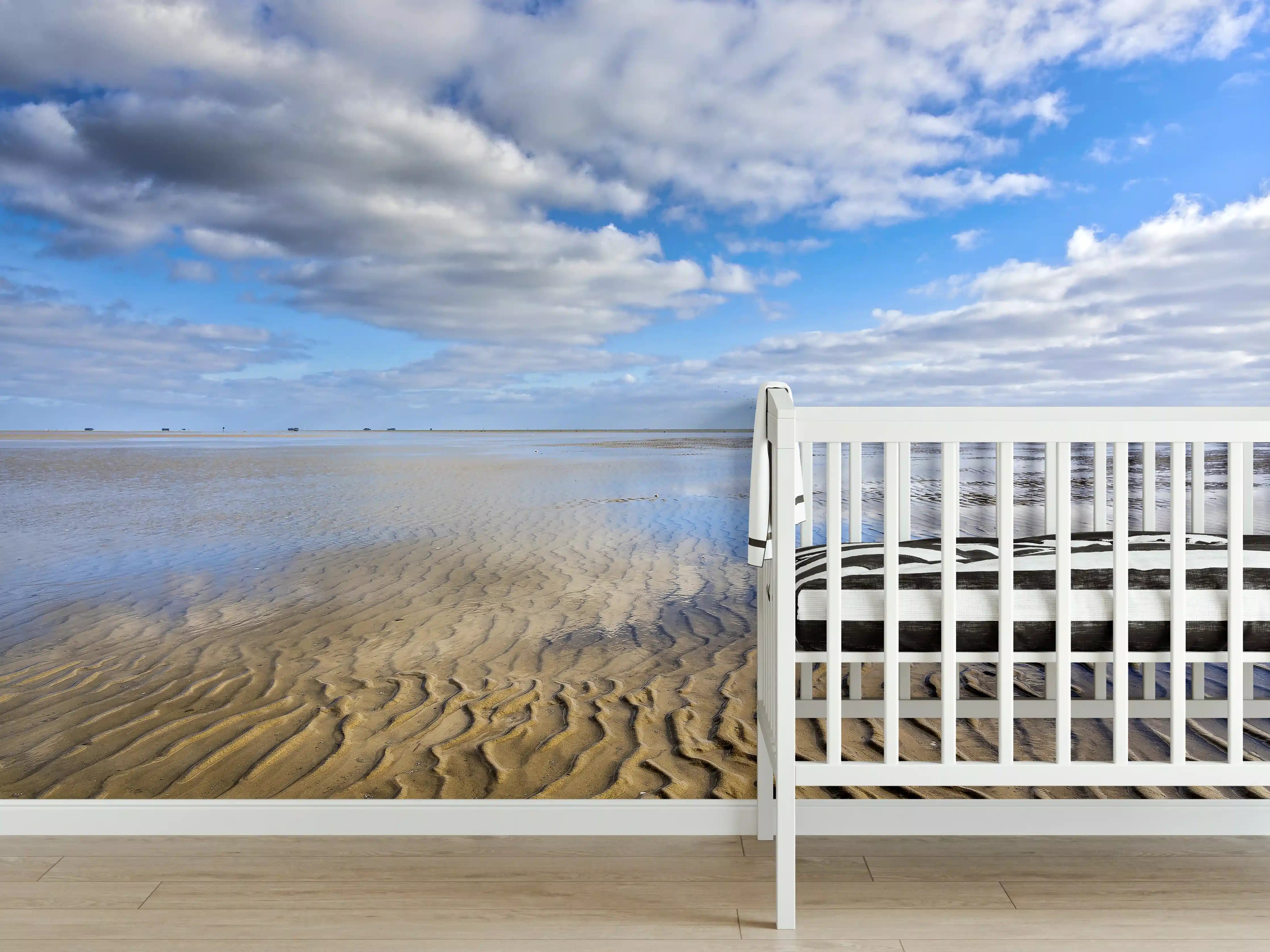 Babyzimmer Wandgestaltung - Wattenmeer der Nordsee bei Ebbe