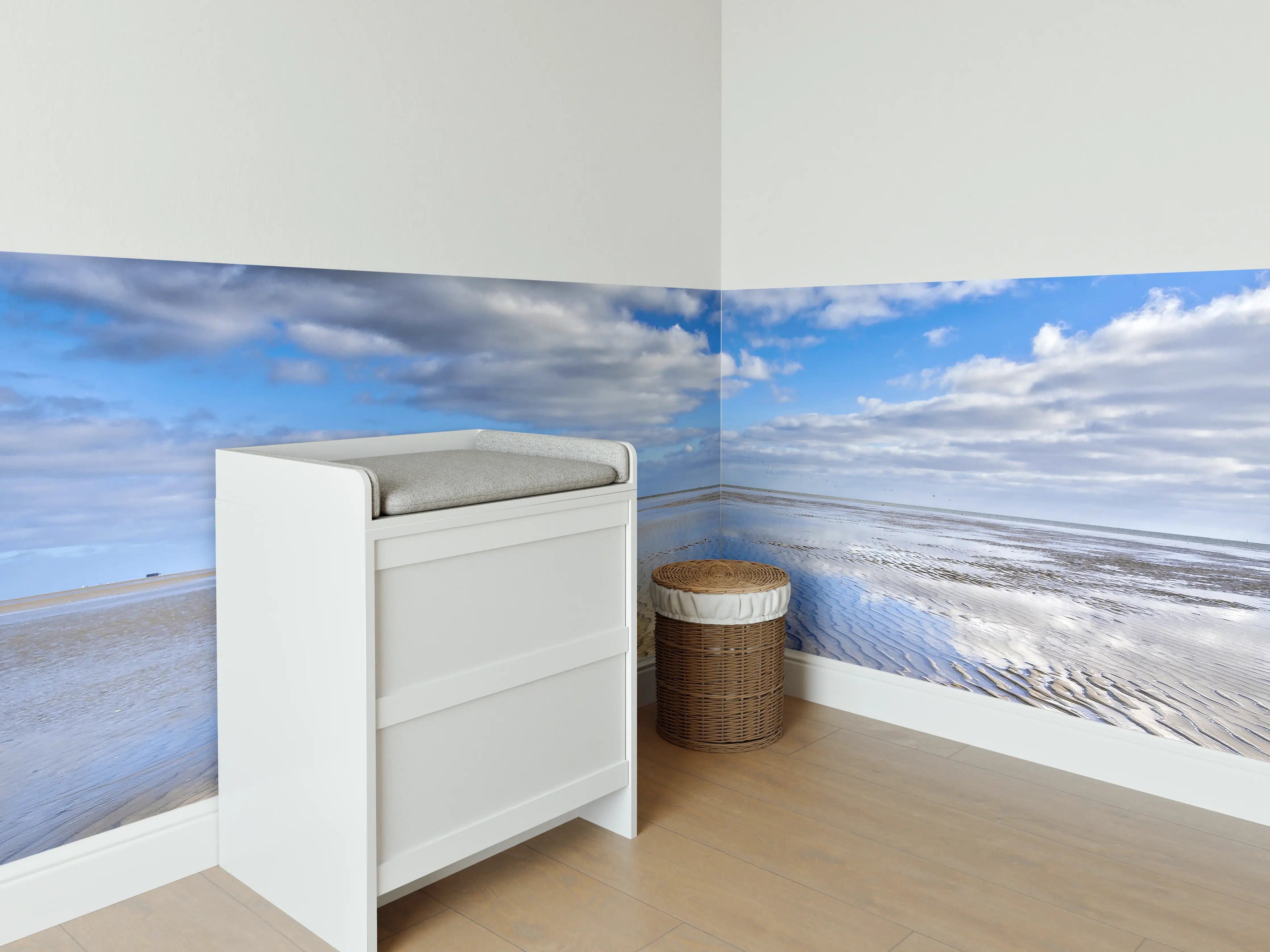 Babyzimmer Wandgestaltung - Wattenmeer der Nordsee bei Ebbe