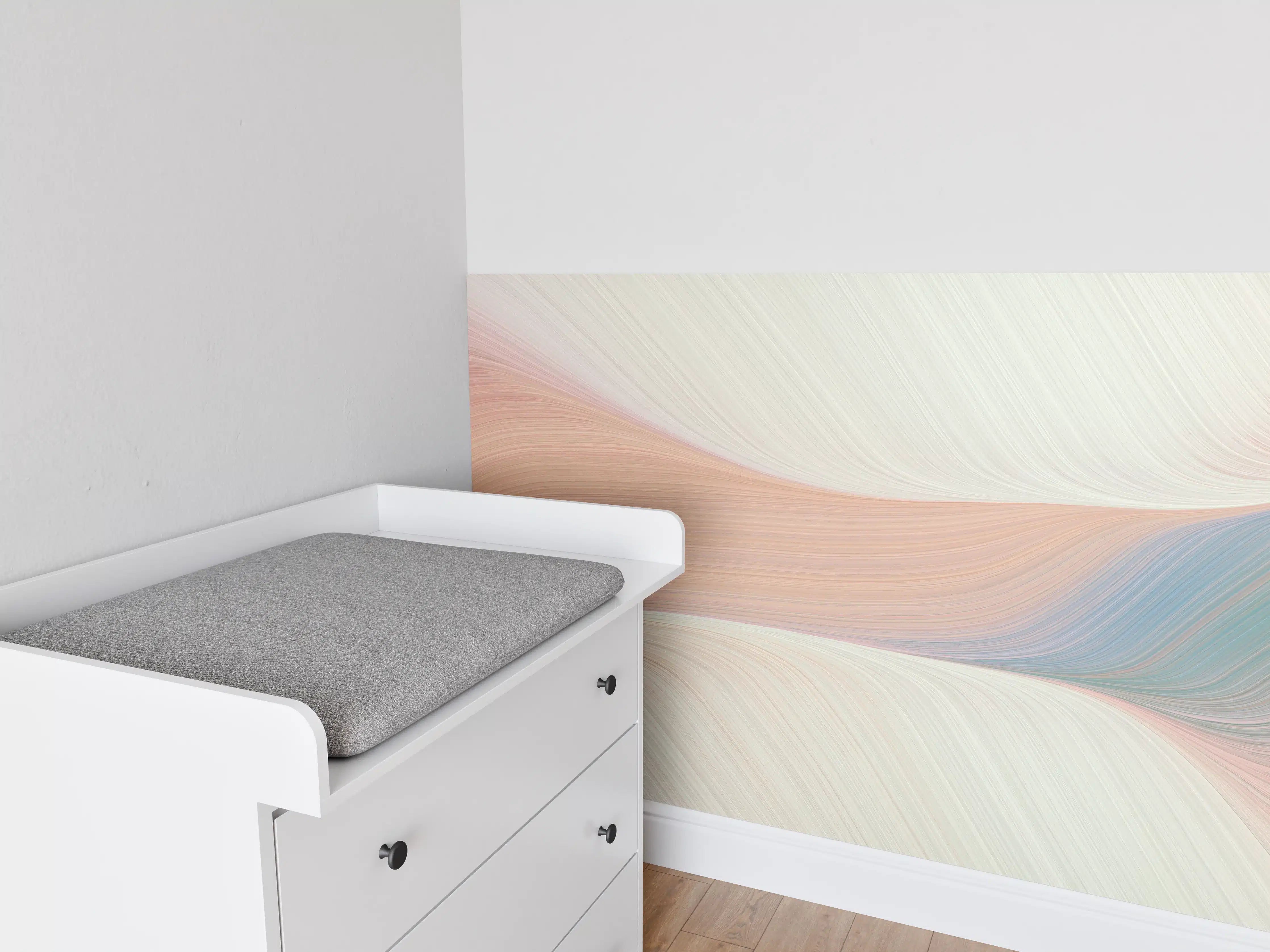 Babyzimmer Wandgestaltung - Weiche Pastellfarben im abstrakten Muster