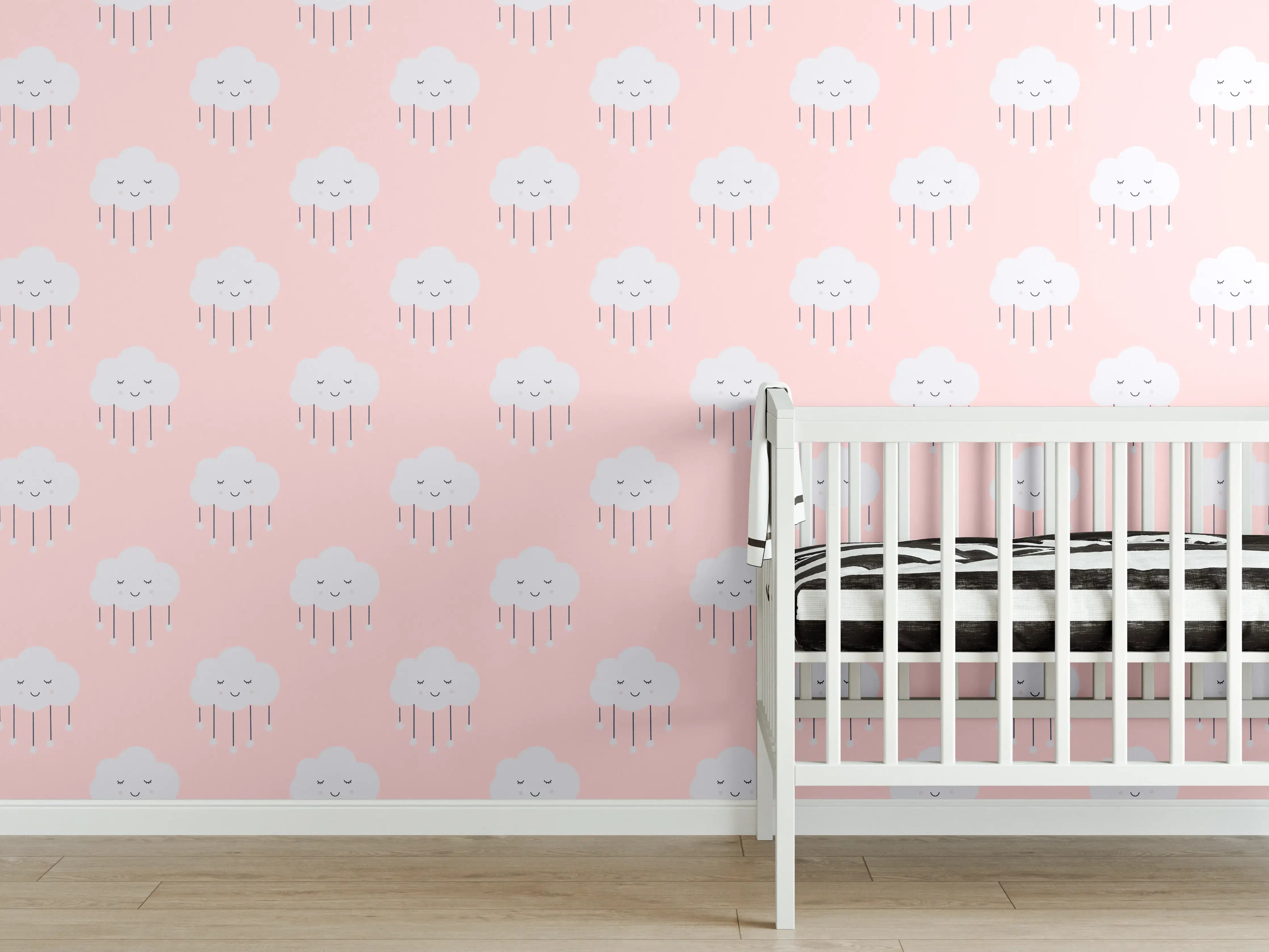 Babyzimmer Wandgestaltung - Weiche Pastellfarben mit Herz-Design