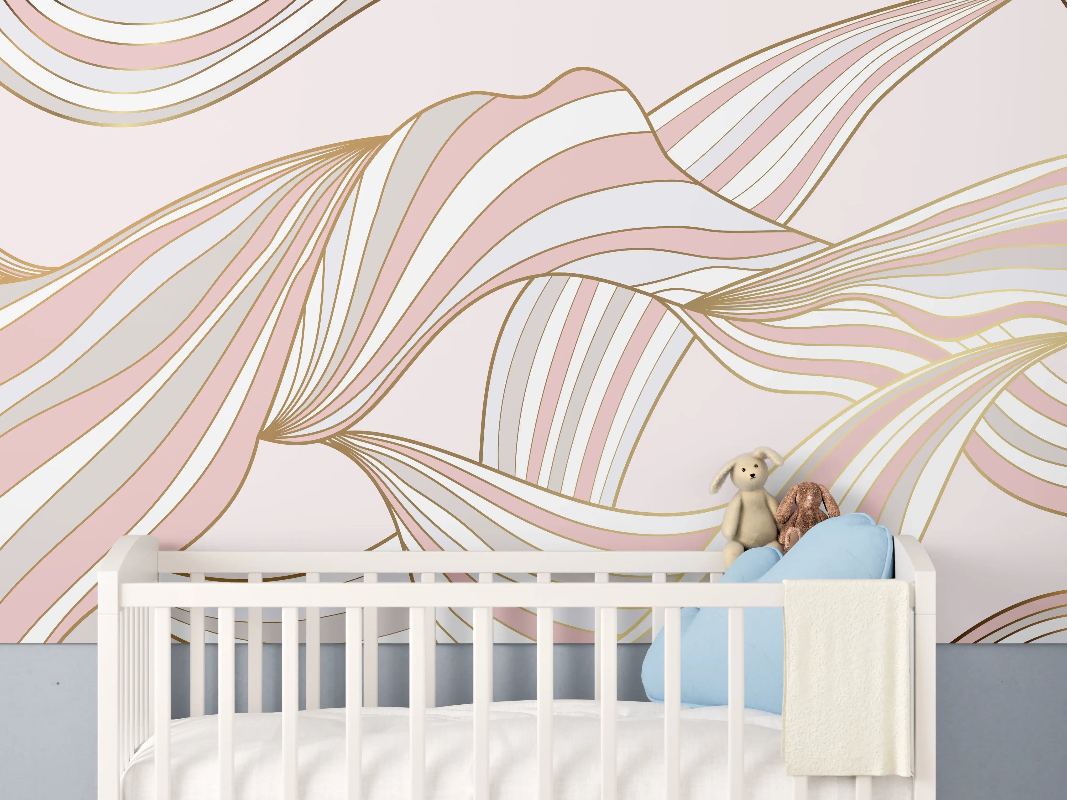 Babyzimmer Wandgestaltung - Weiche bevorstehende Linien in Pastellfarben