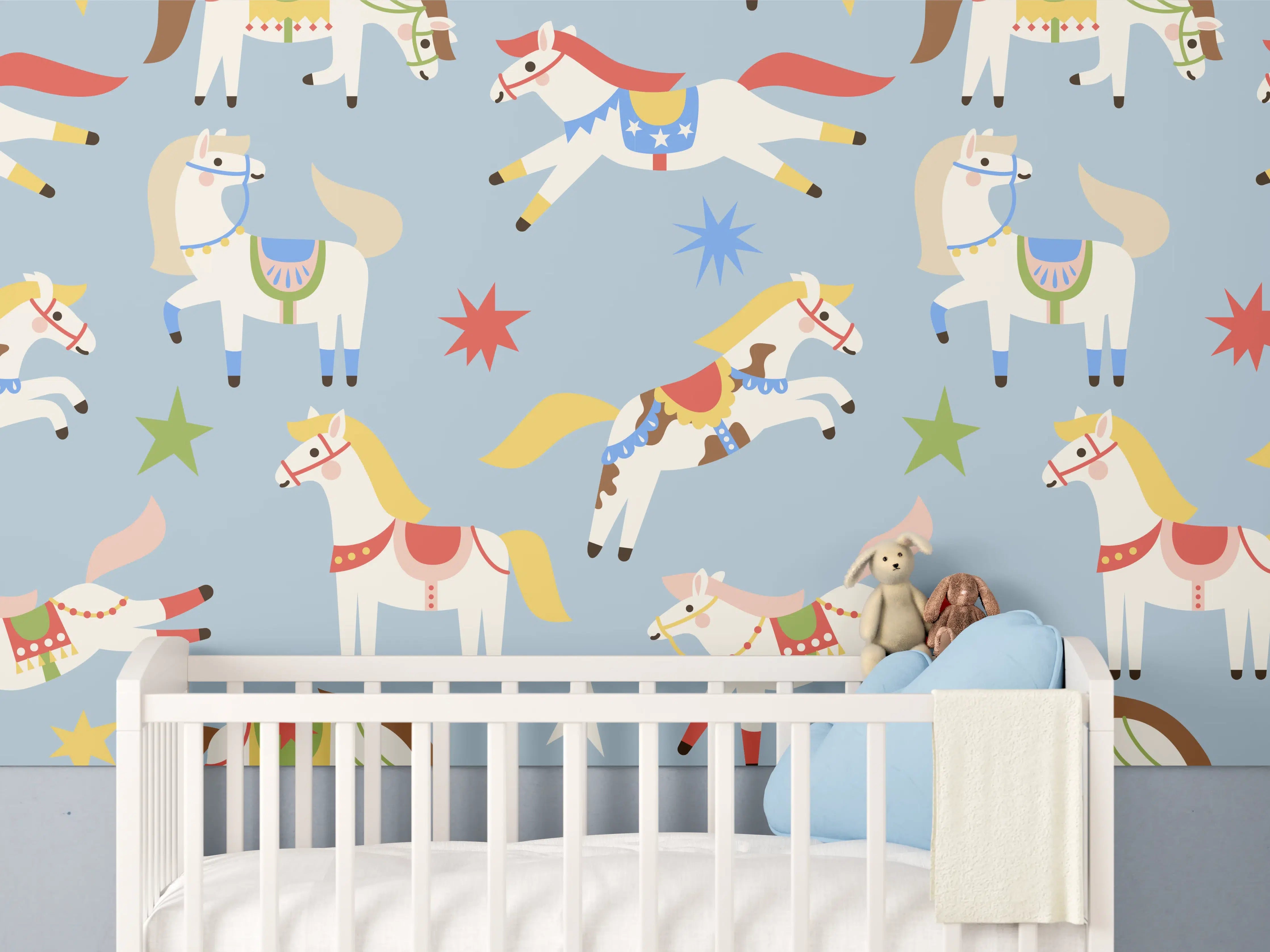 Babyzimmer Wandgestaltung - Weihnachtliche Silhouetten von Pferden
