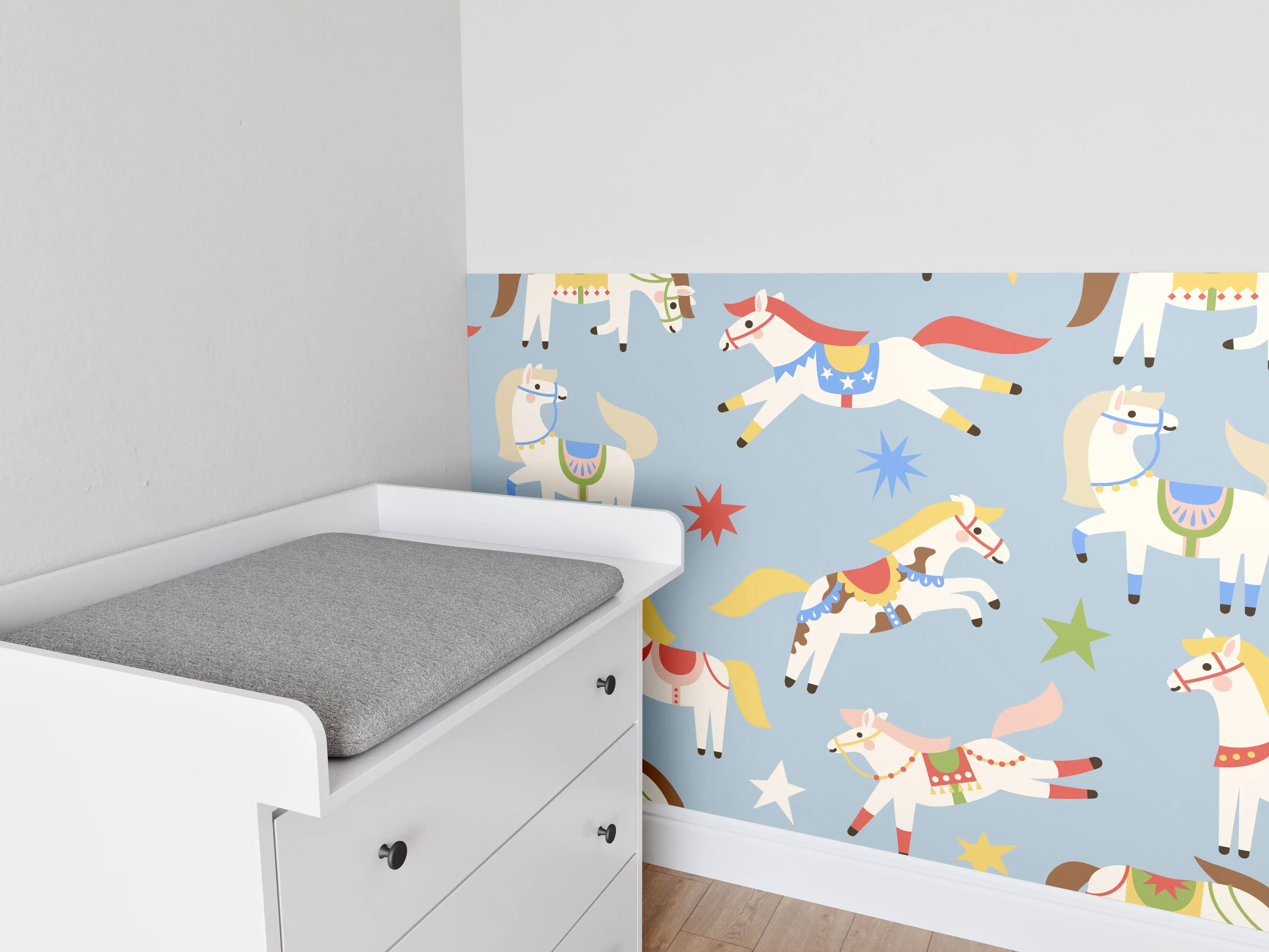 Babyzimmer Wandgestaltung - Weihnachtliche Silhouetten von Pferden