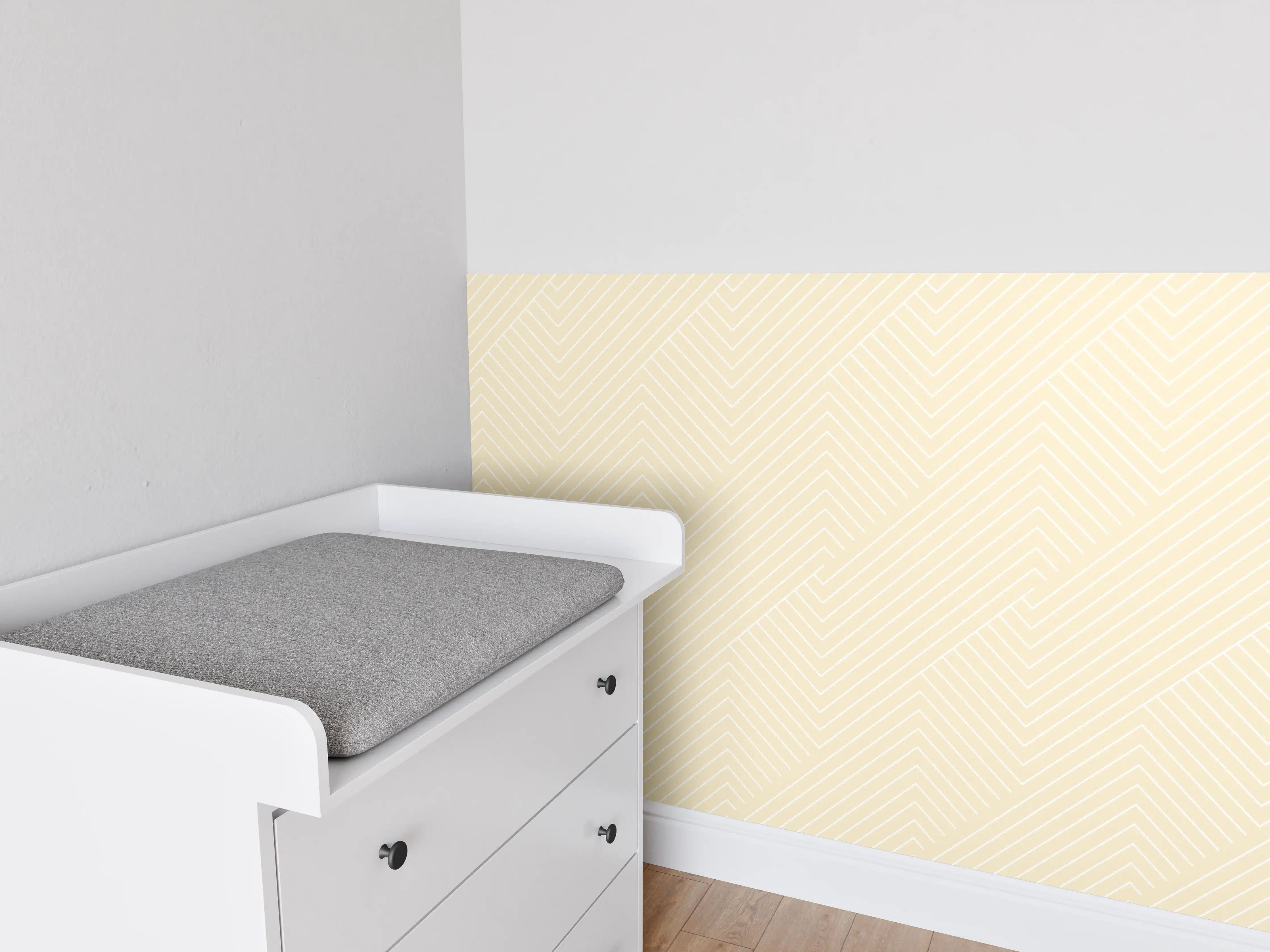 Babyzimmer Wandgestaltung - Weiß-Avorio-Geometrica-Muster