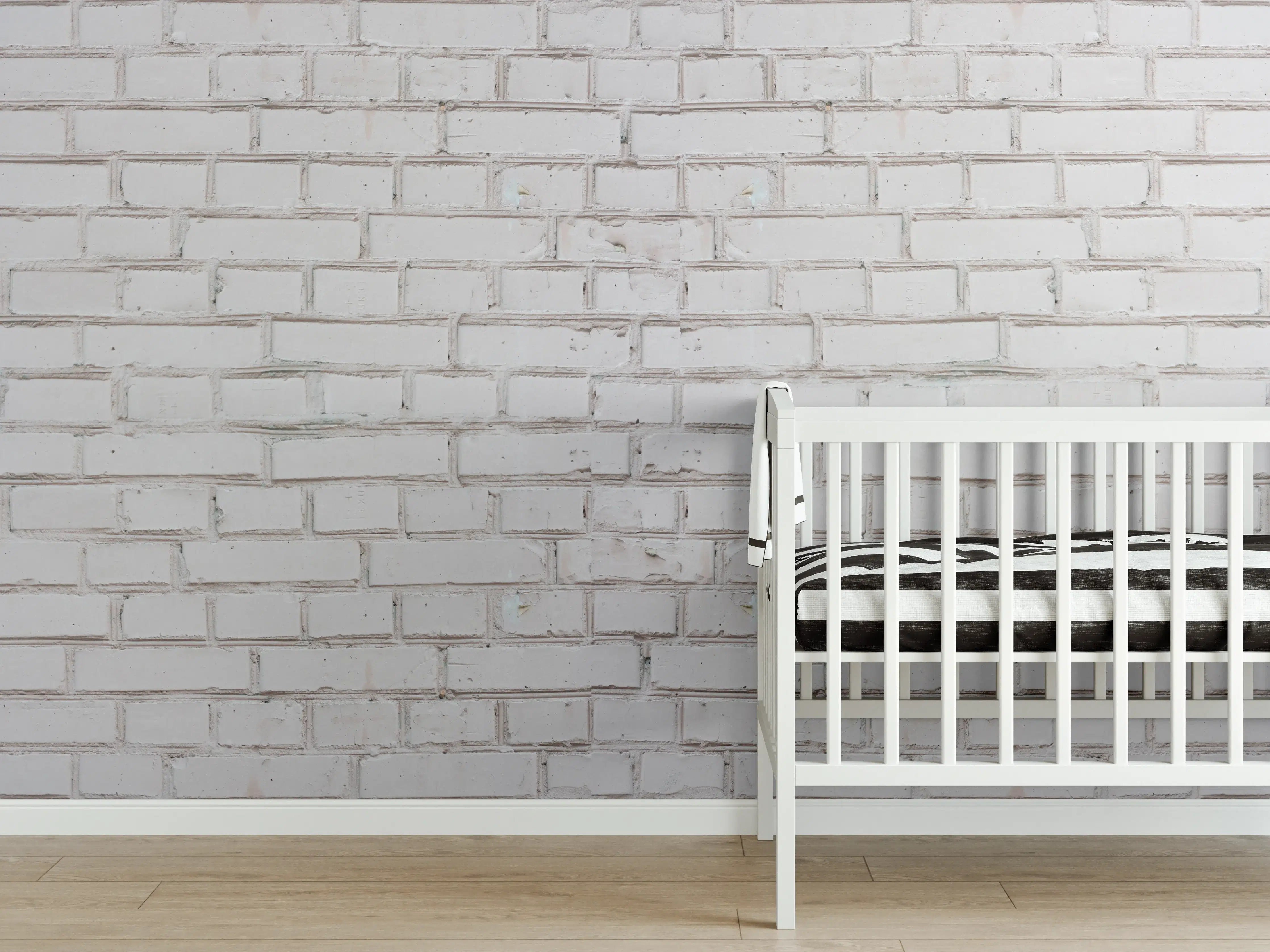 Babyzimmer Wandgestaltung - Weiß-Beige Ziegelsteinmauer