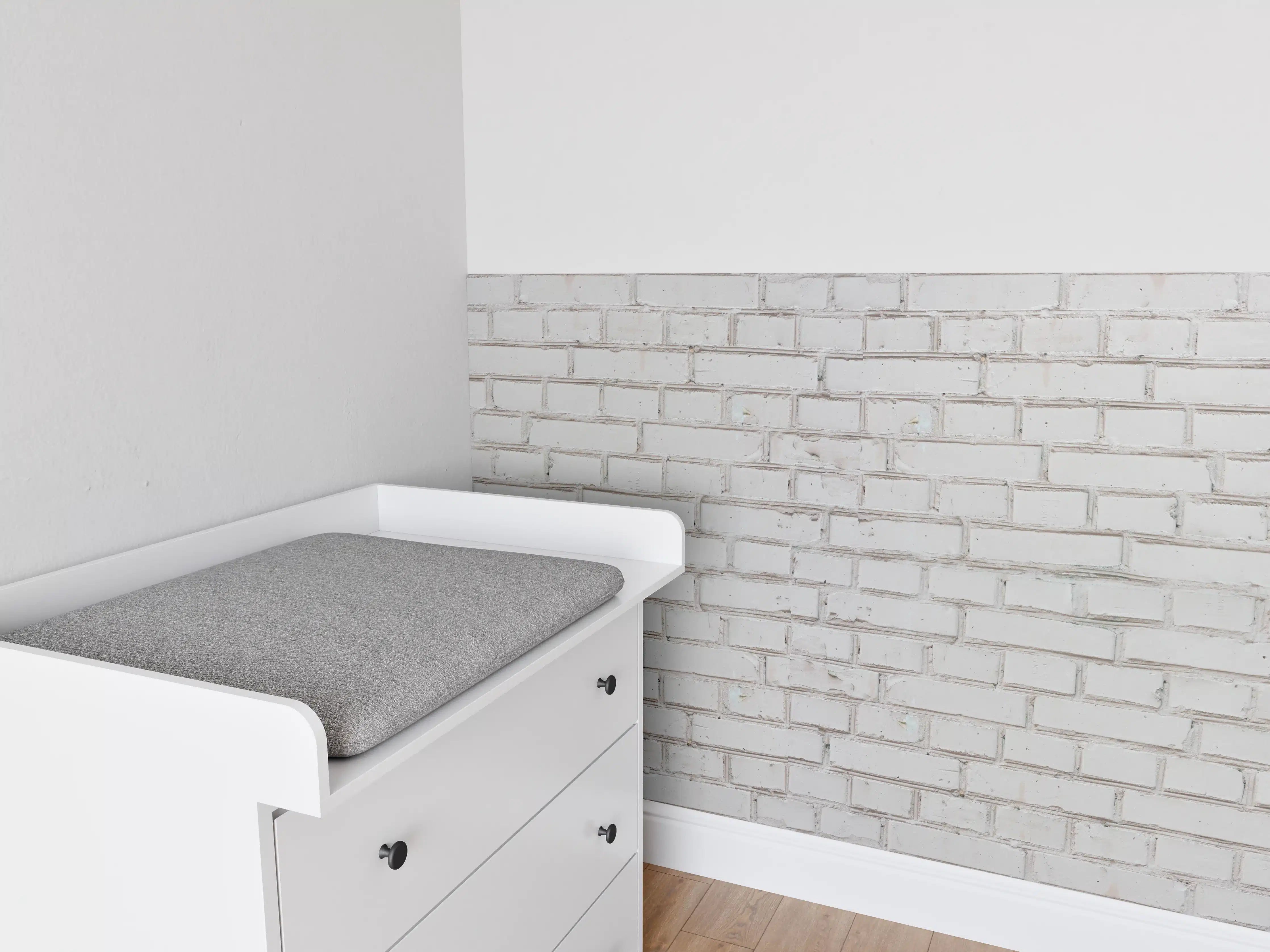 Babyzimmer Wandgestaltung - Weiß-Beige Ziegelsteinmauer