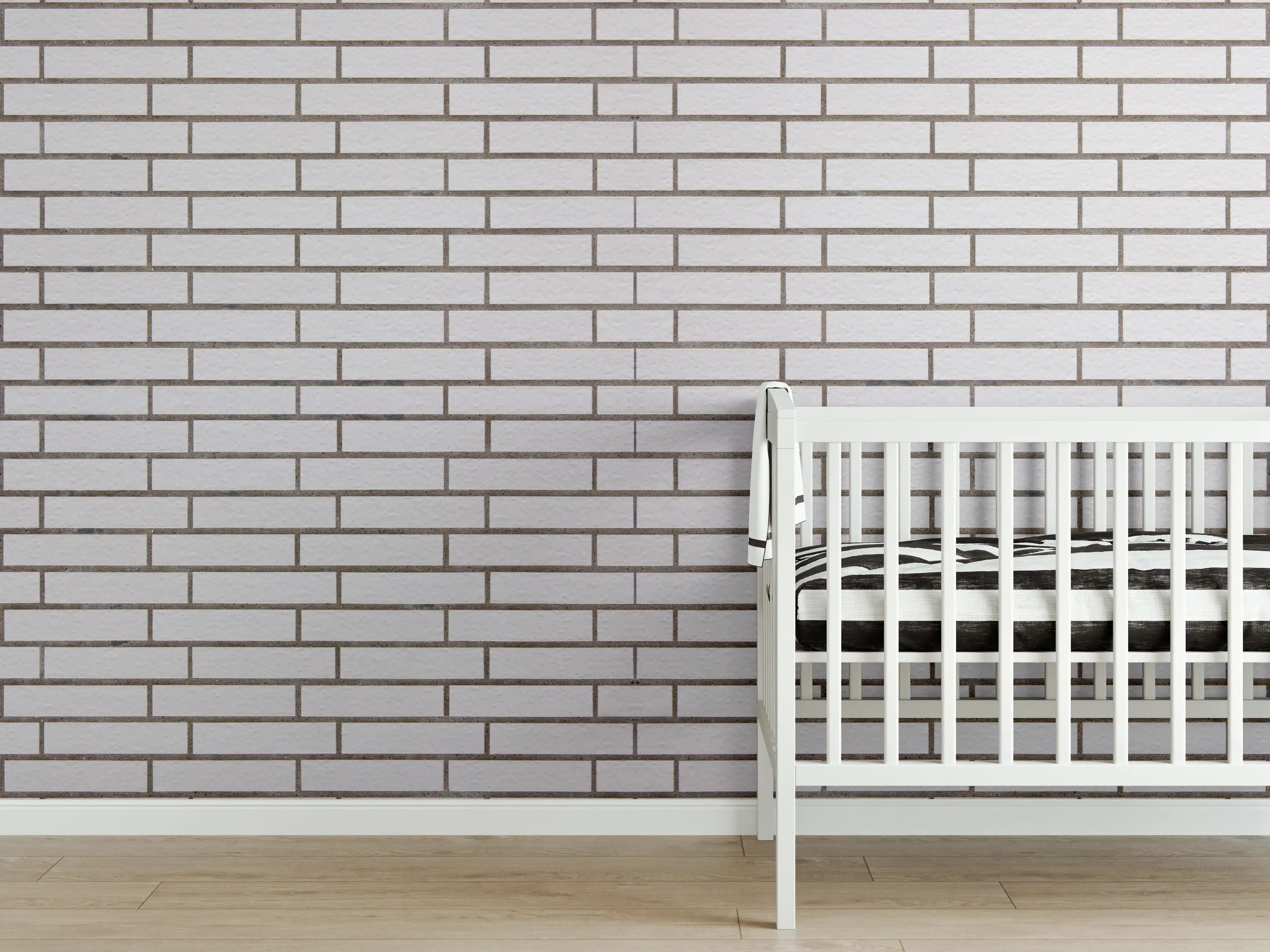Babyzimmer Wandgestaltung - Weiß-Brauner Backsteinmauer