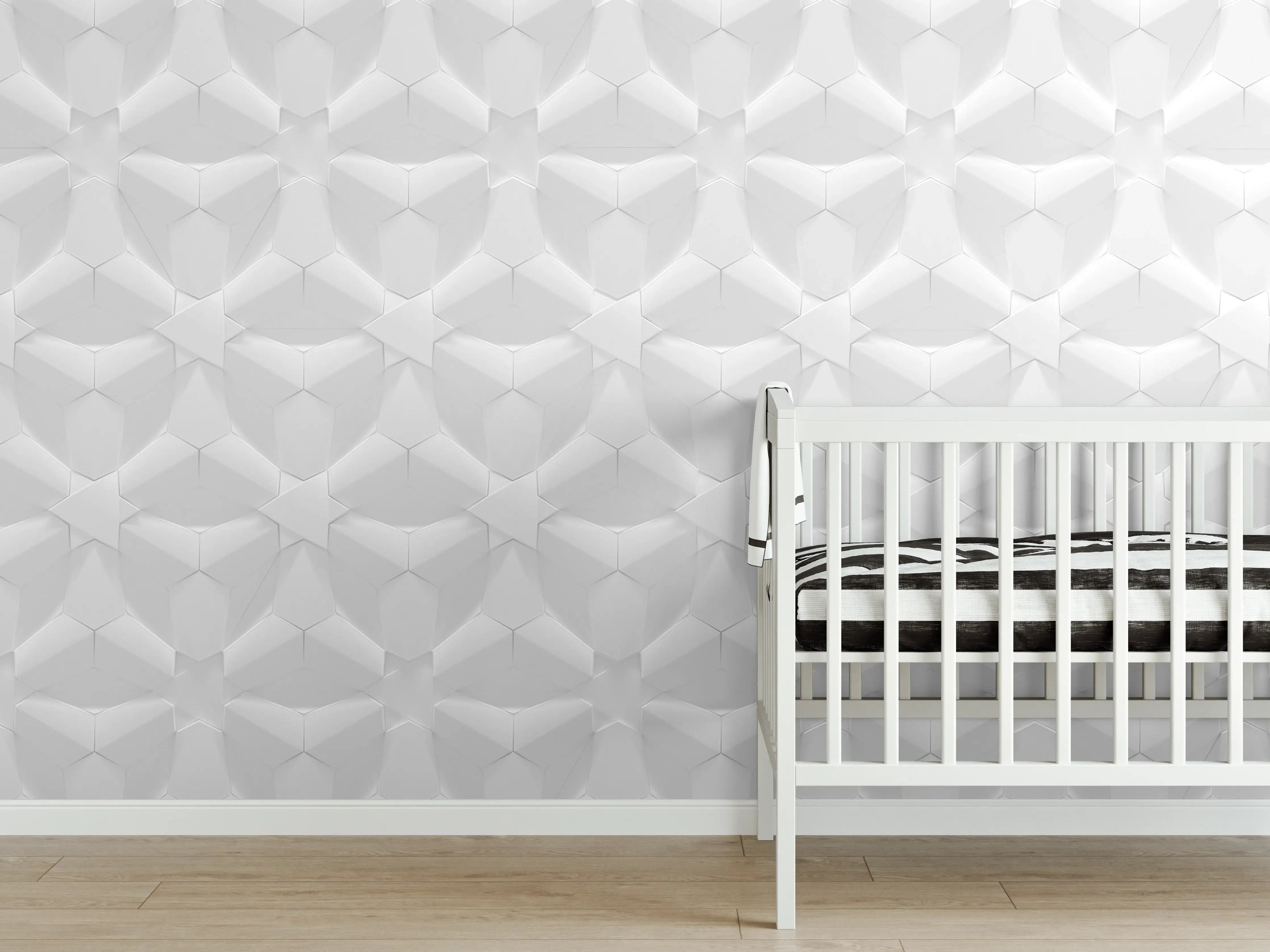 Babyzimmer Wandgestaltung - Weiß Geprägte 3D-Struktur