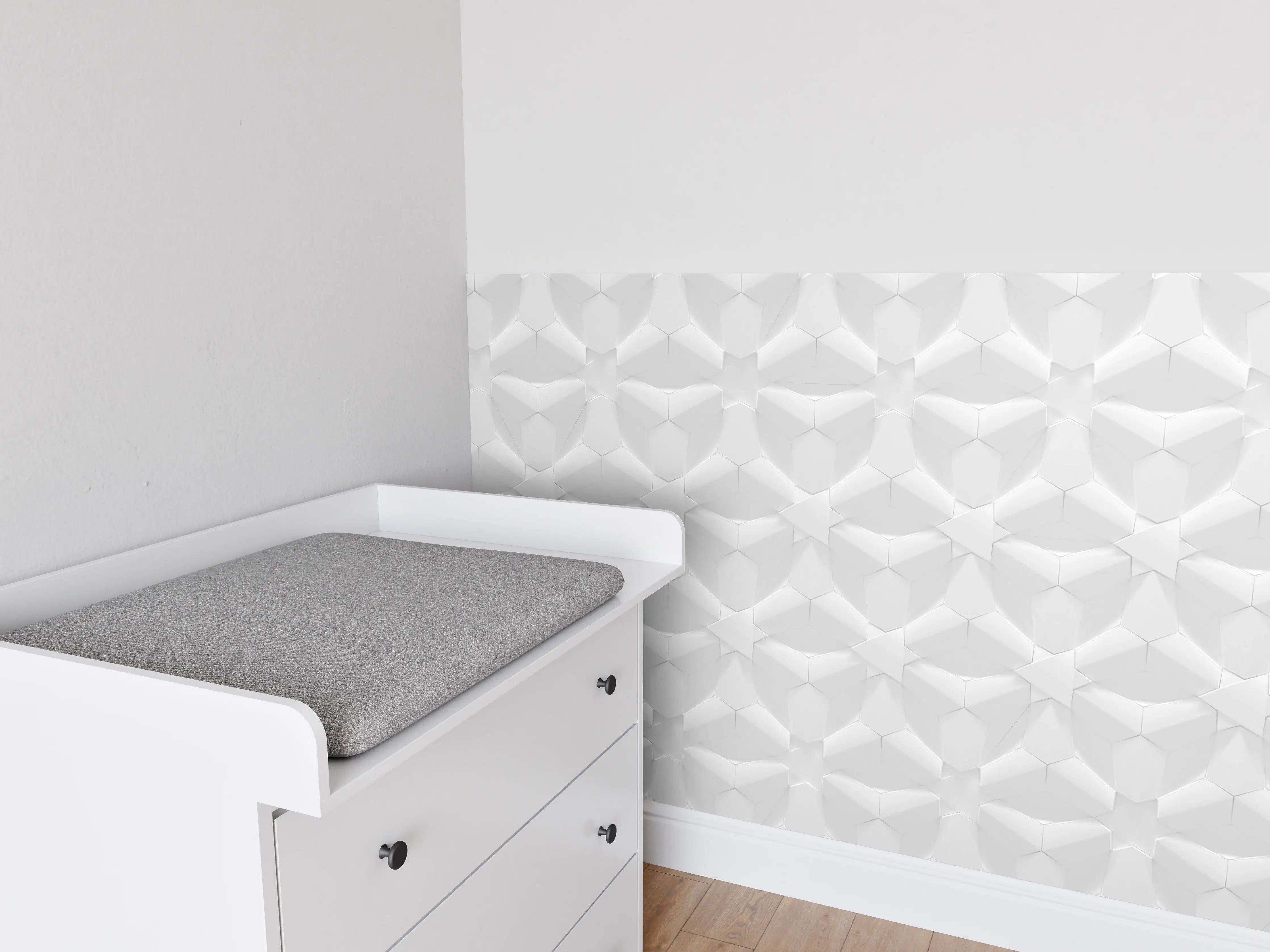 Babyzimmer Wandgestaltung - Weiß Geprägte 3D-Struktur