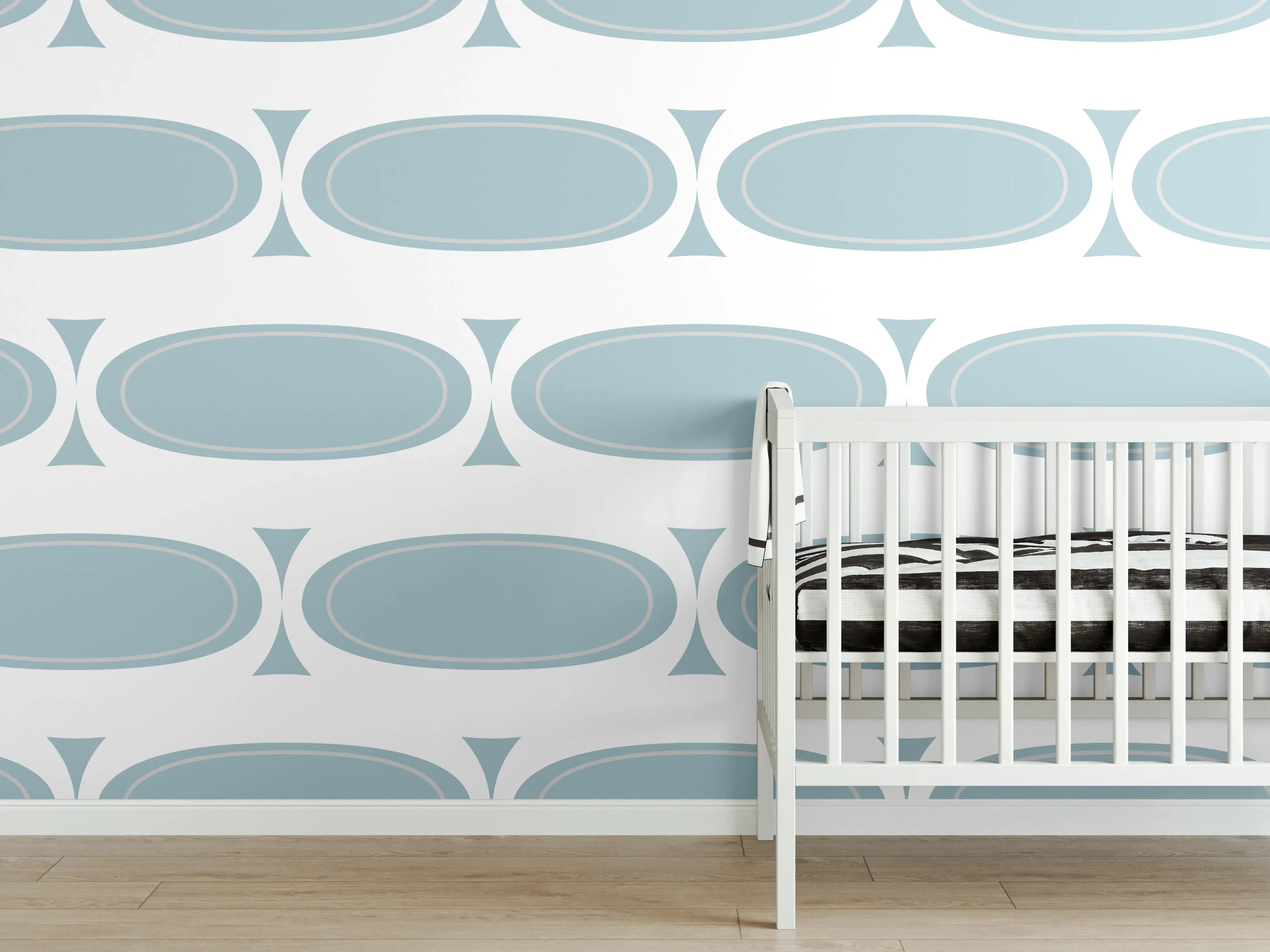 Babyzimmer Wandgestaltung - Weiß-Grau Grafisches Muster