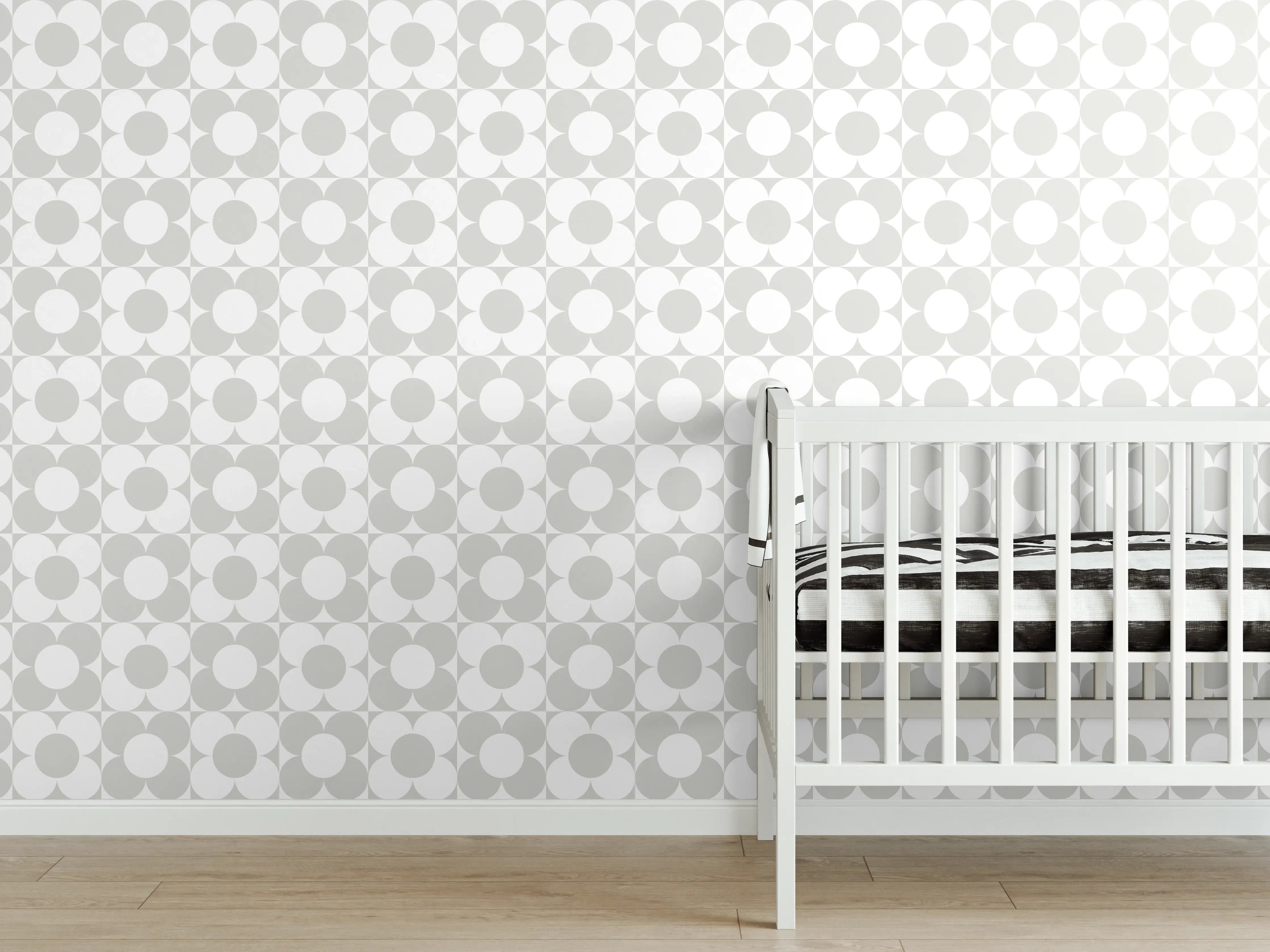 Babyzimmer Wandgestaltung - Weiß-Grau-Marmortextur mit sanften Graunuancen