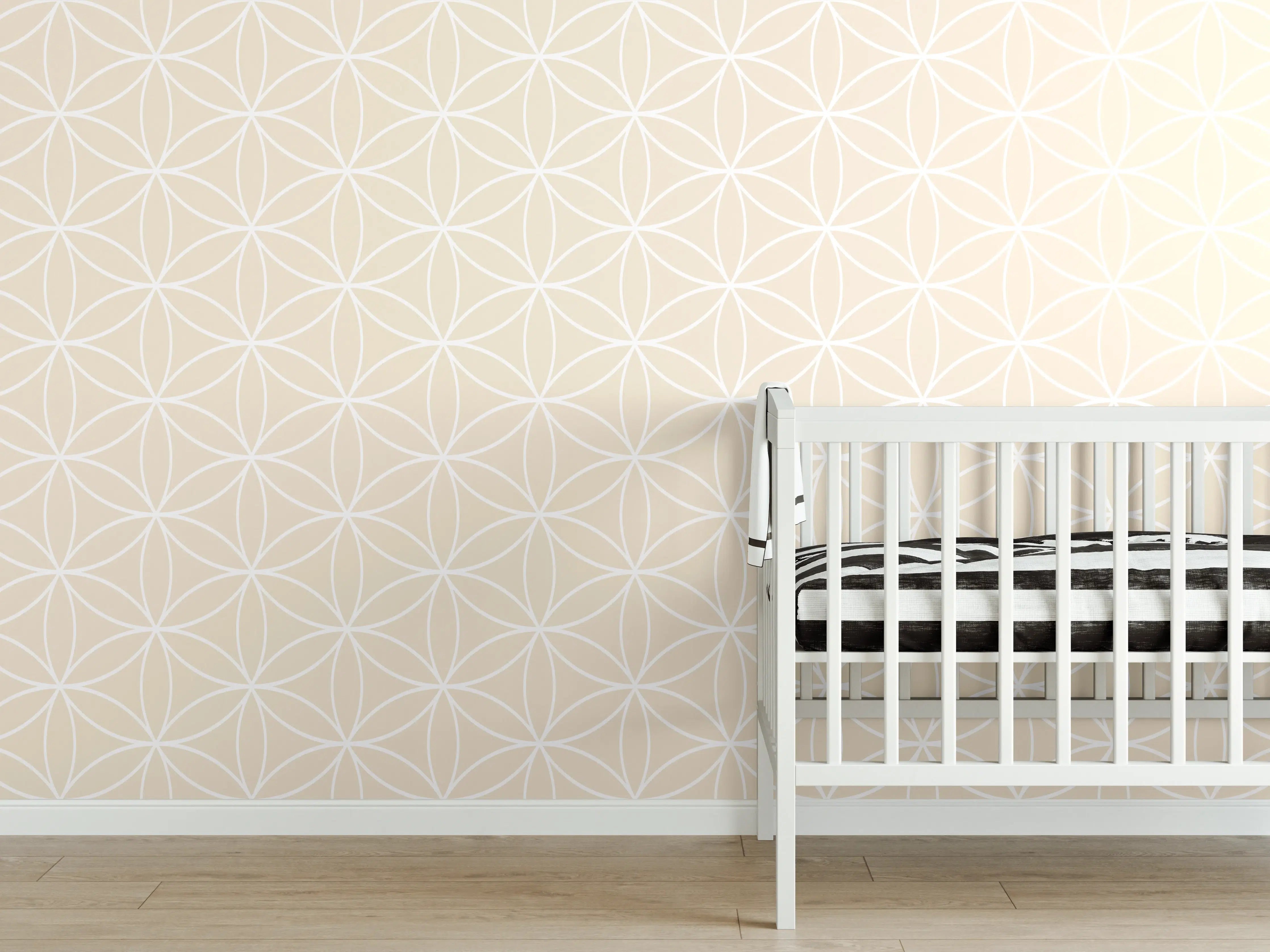 Babyzimmer Wandgestaltung - Weiß-Grau-Muster-Design