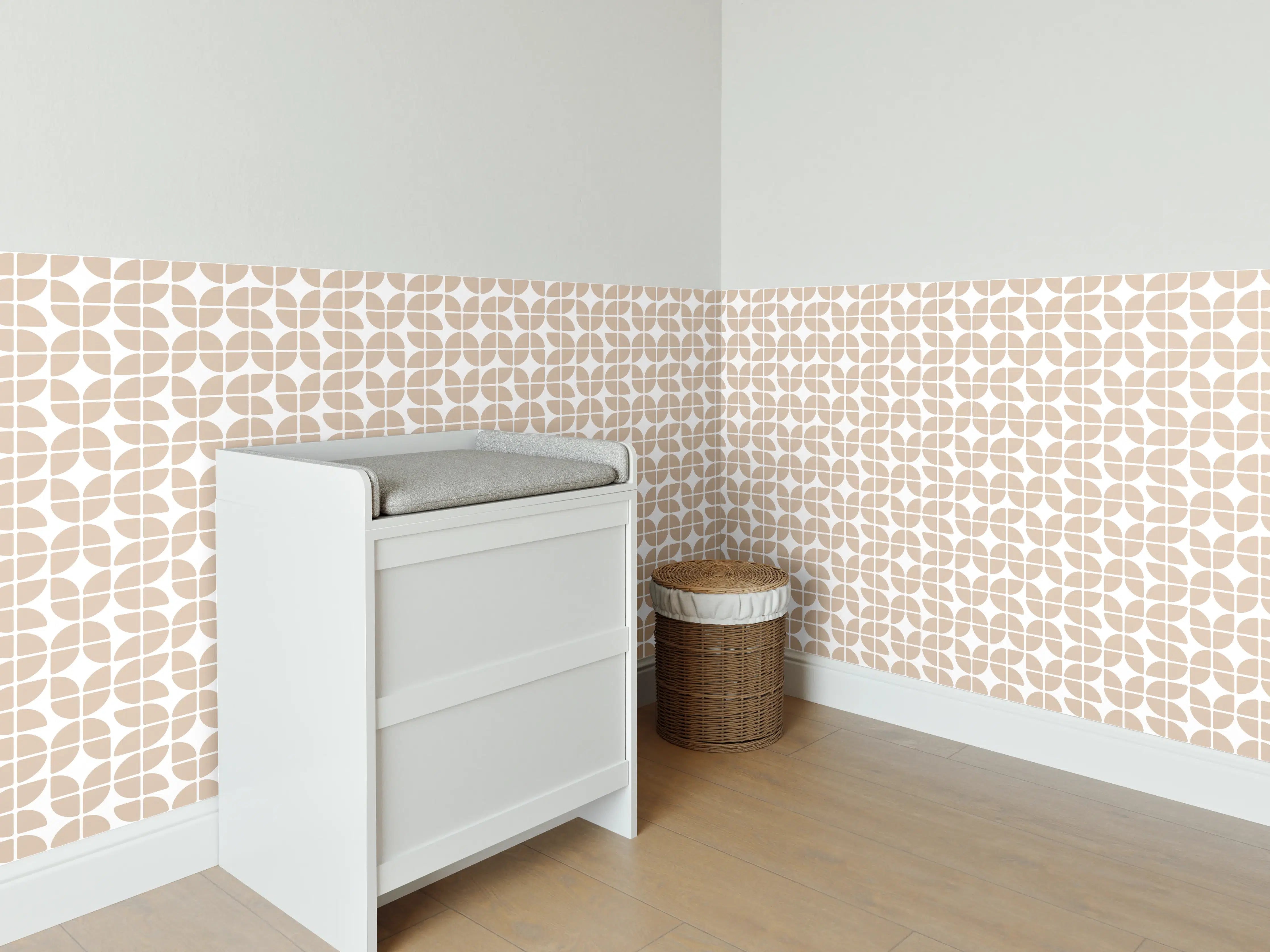 Babyzimmer Wandgestaltung - Weiß-Grau-Muster-Textur