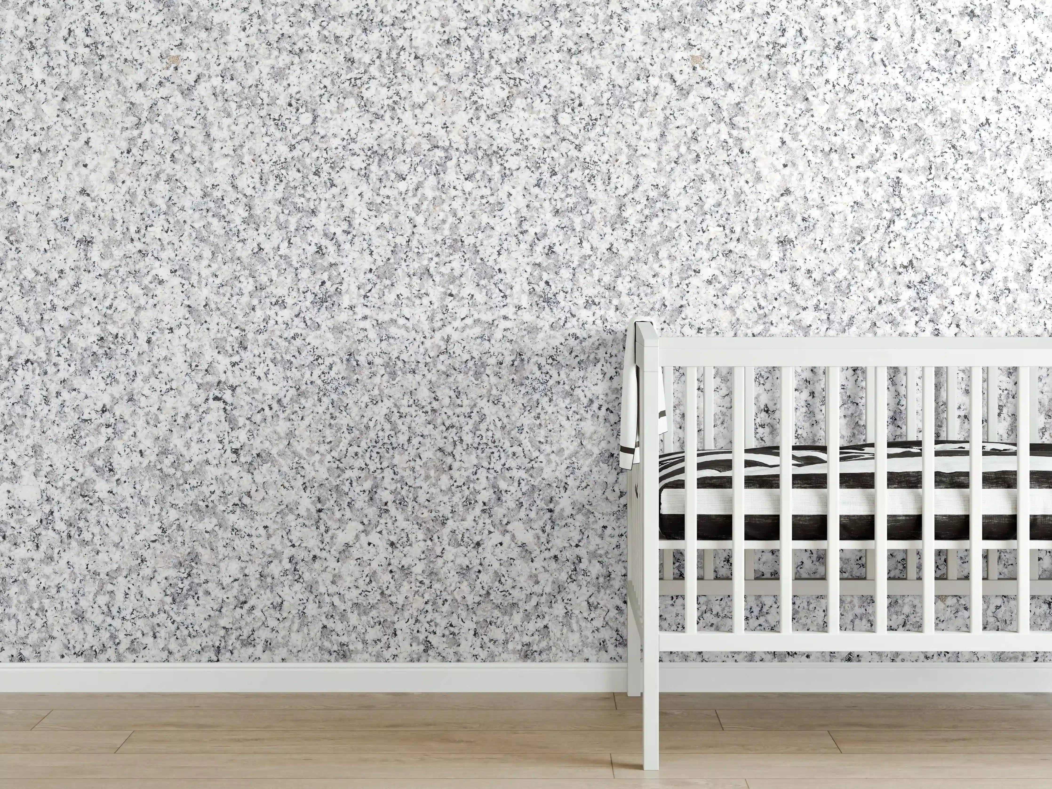 Babyzimmer Wandgestaltung - Weiß-Grau Terrazzo Bodentextur