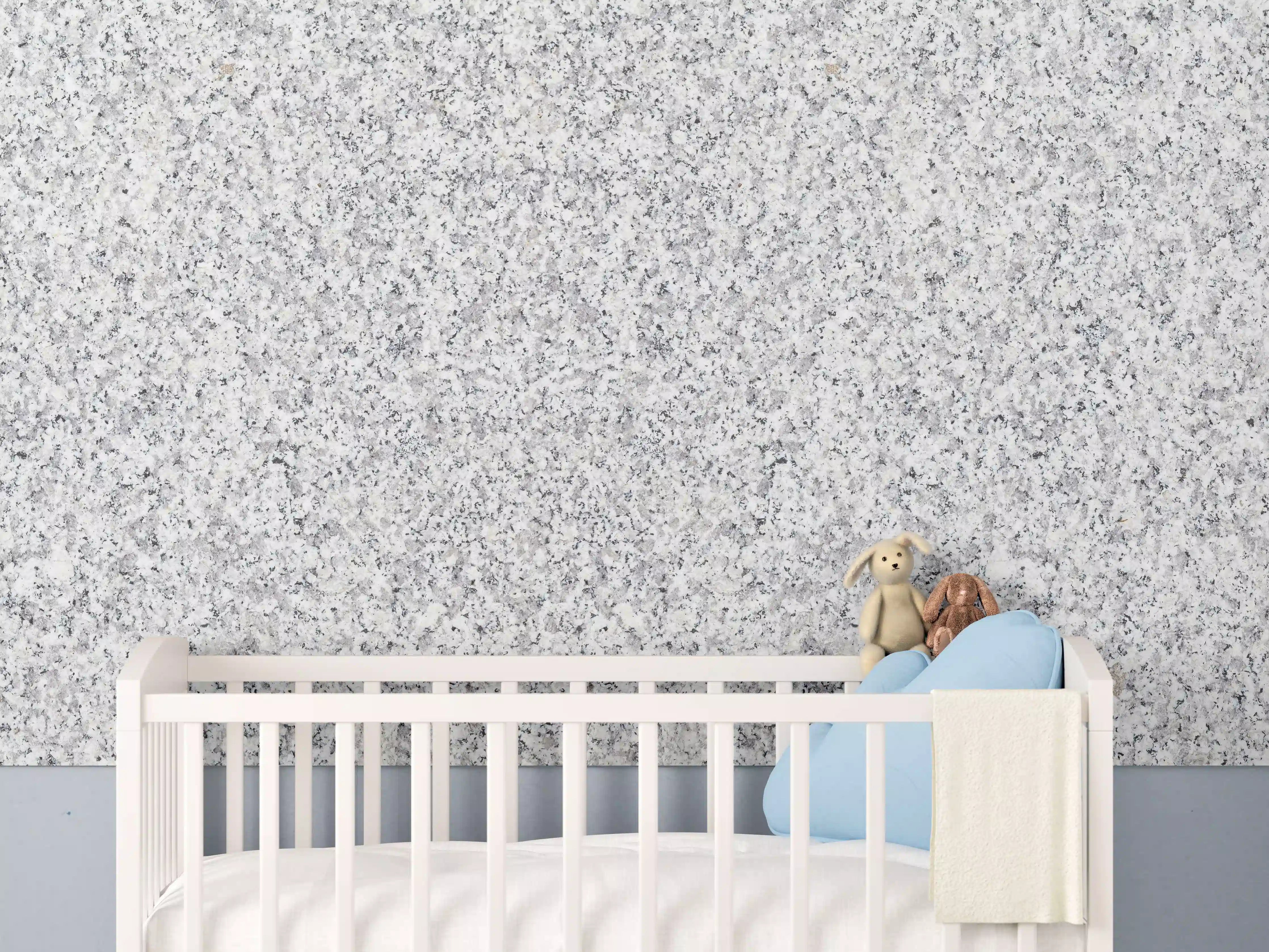 Babyzimmer Wandgestaltung - Weiß-Grau Terrazzo Bodentextur