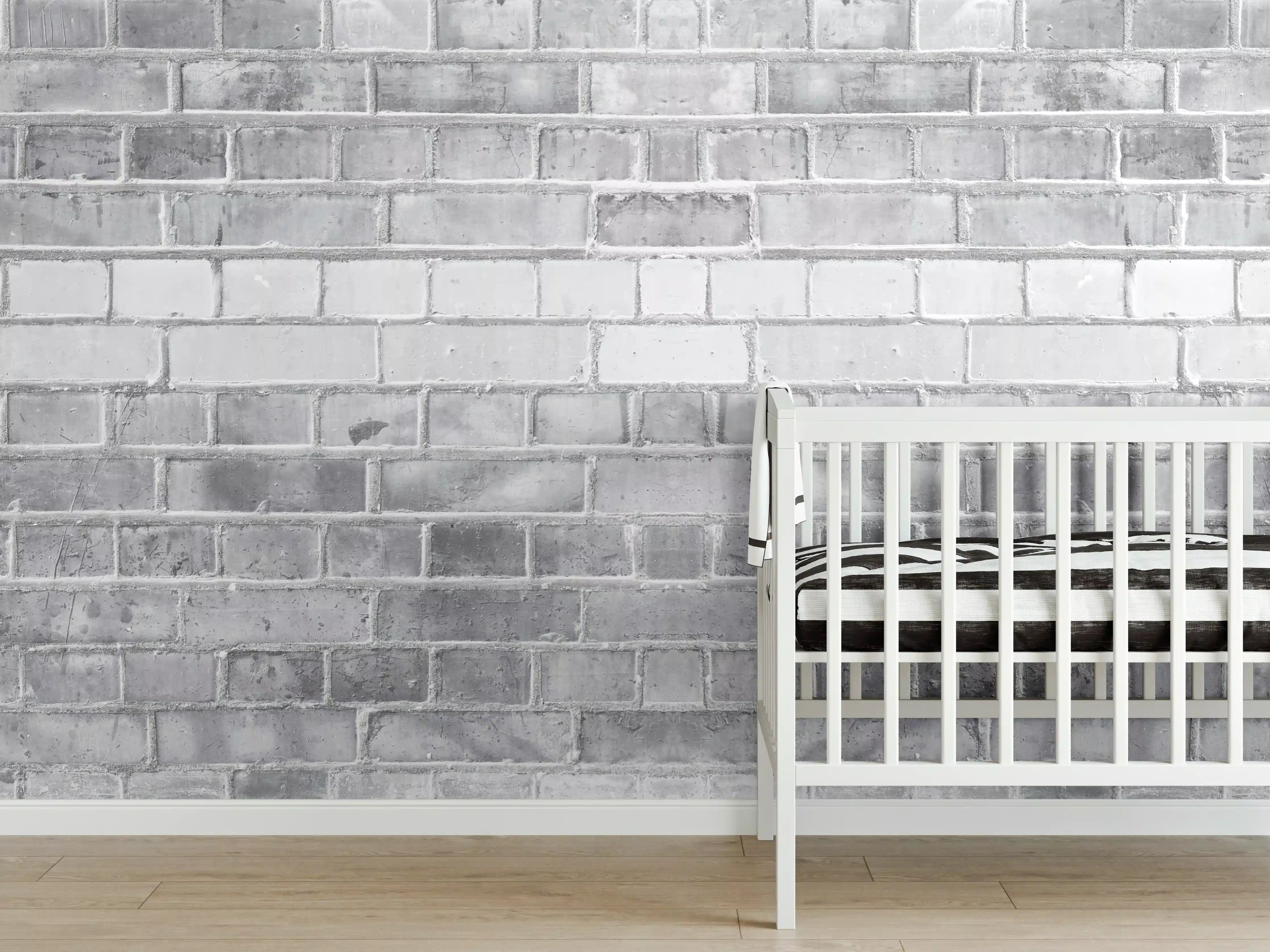 Babyzimmer Wandgestaltung - Weiß-Graue Backstein Wandtextur