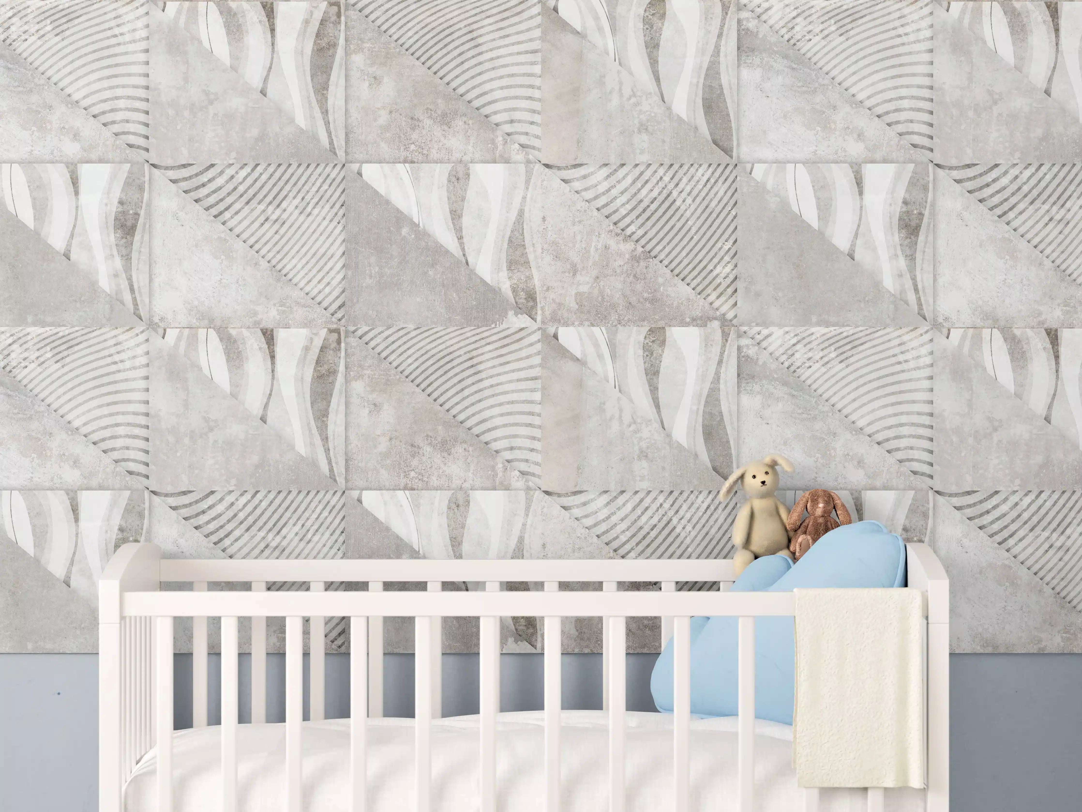 Babyzimmer Wandgestaltung - Weiß-Graue Beton-Textur Muster