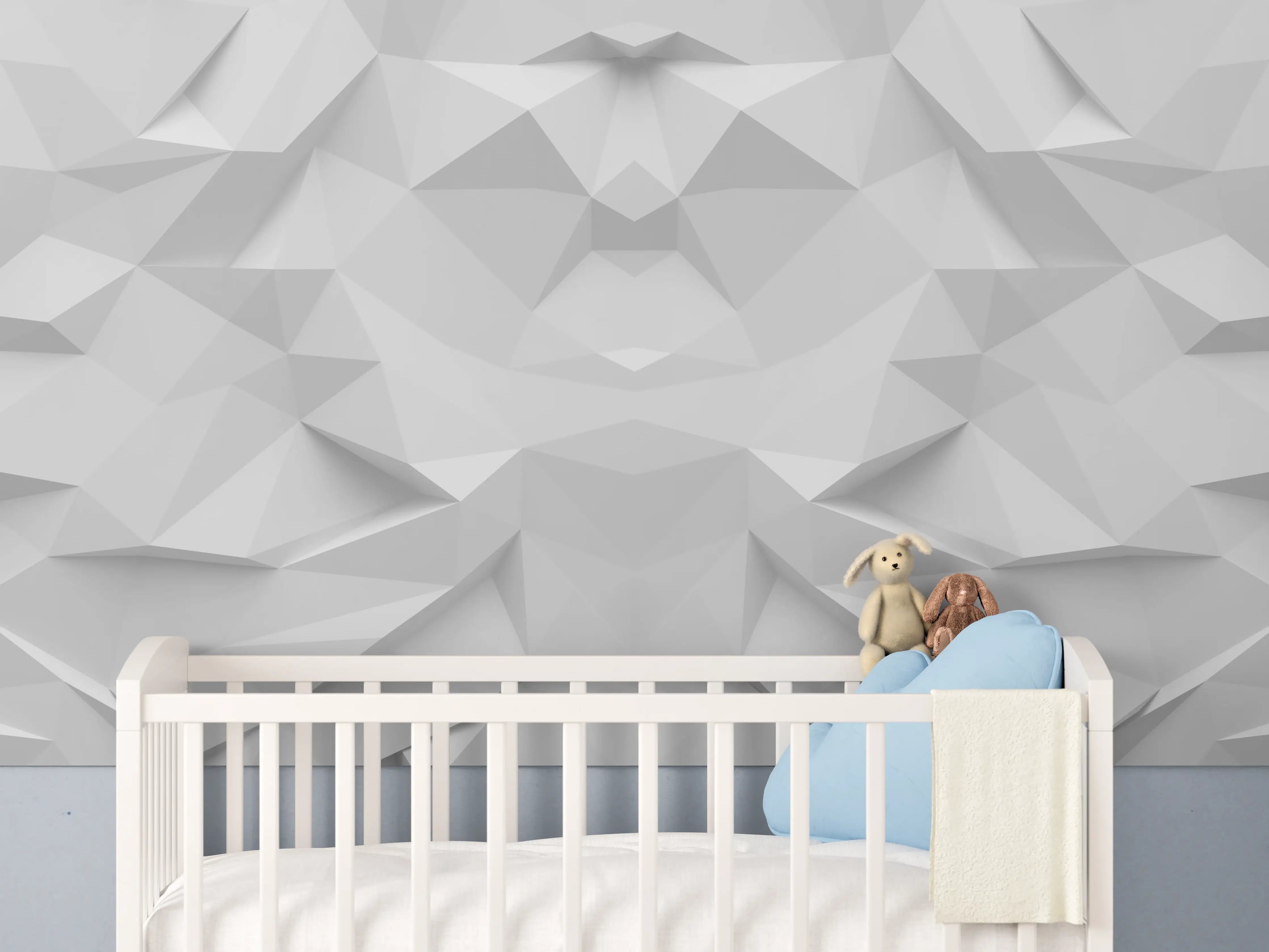 Babyzimmer Wandgestaltung - Weiß-Graue Geometrie-Textur