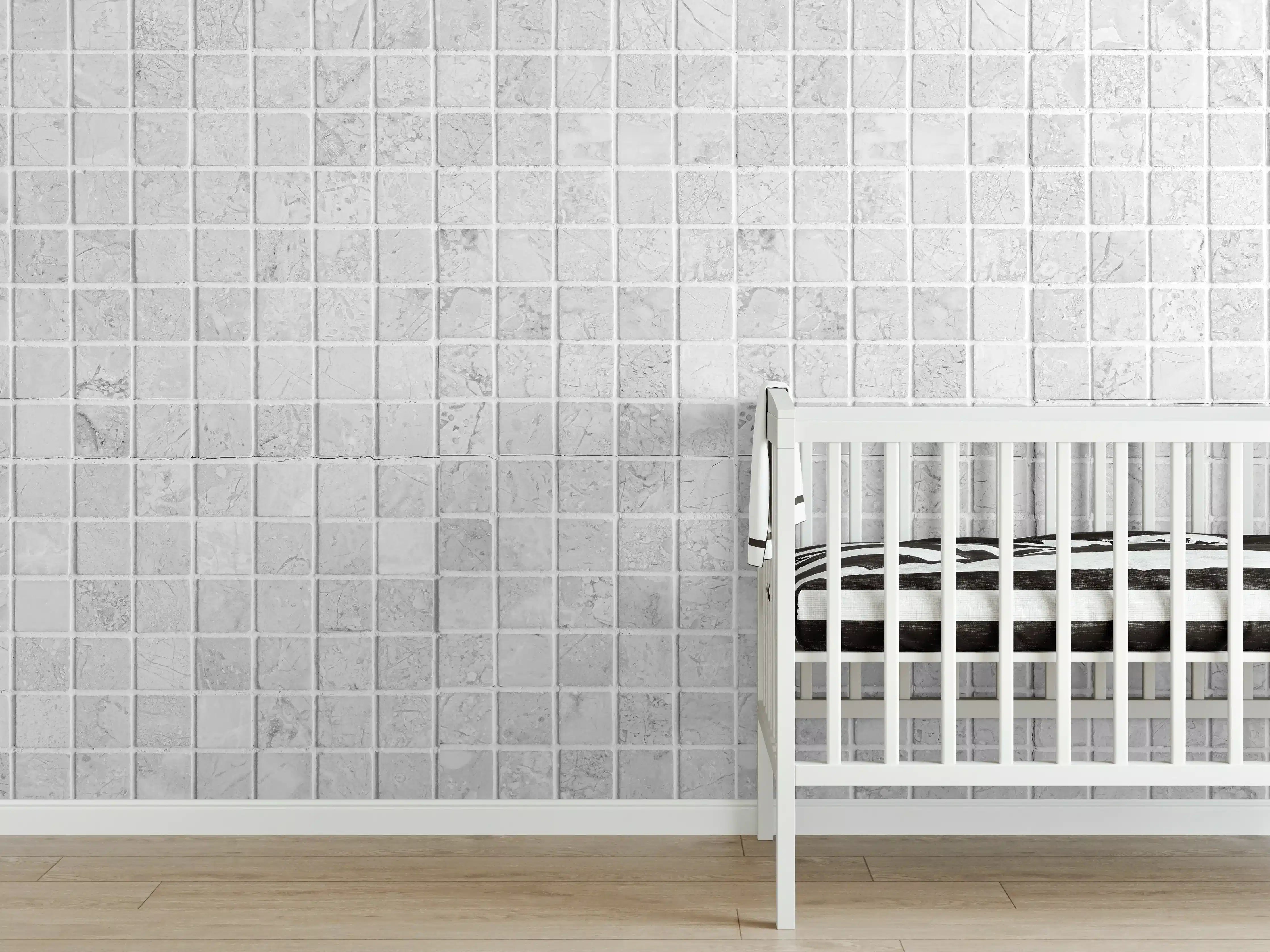 Babyzimmer Wandgestaltung - Weiß-Graue Mosaikfliesen Textur