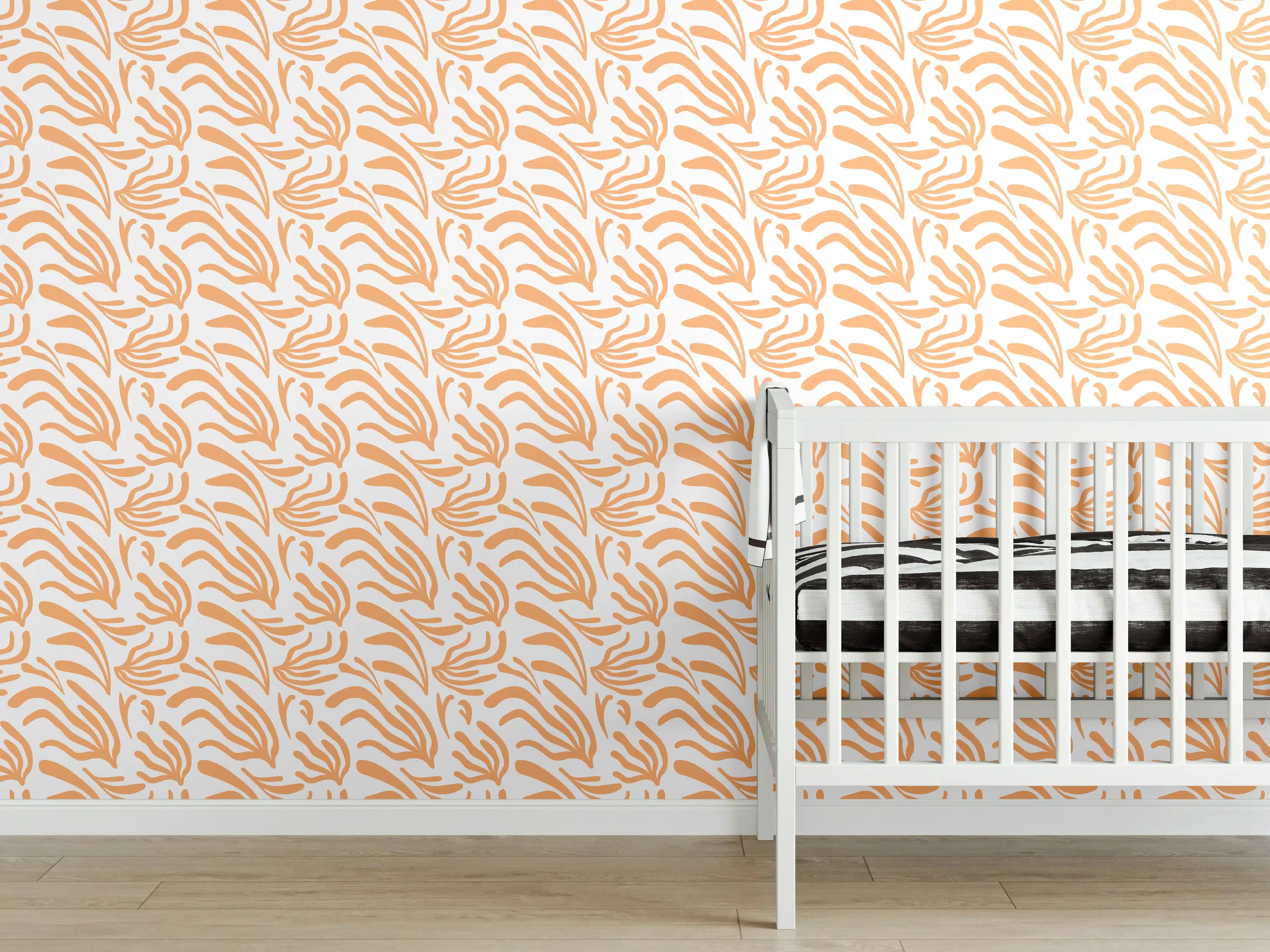Babyzimmer Wandgestaltung - Weiß-Orange Zebra-Muster