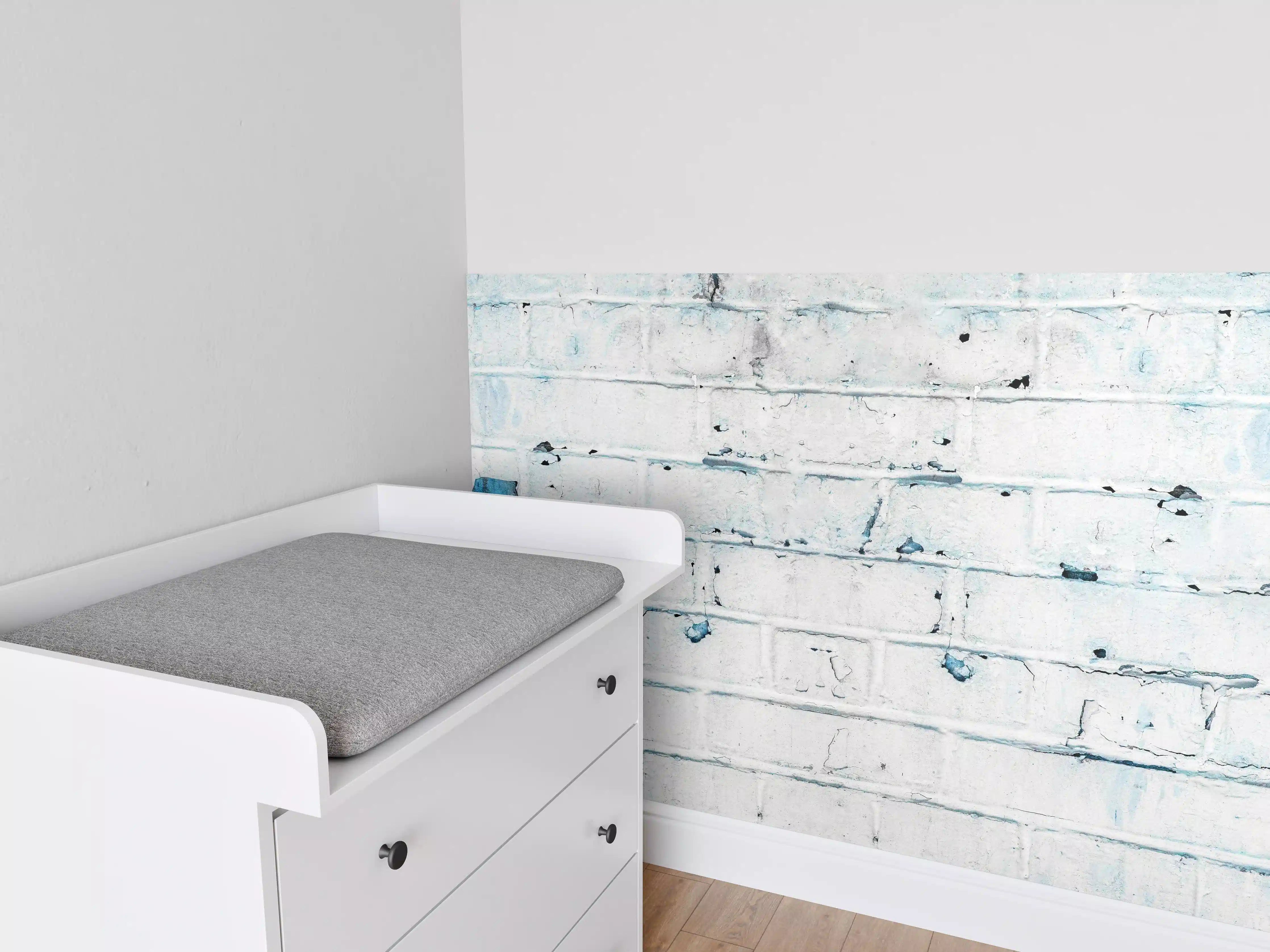 Babyzimmer Wandgestaltung - Weiß blau beschädigte Backsteinmauer