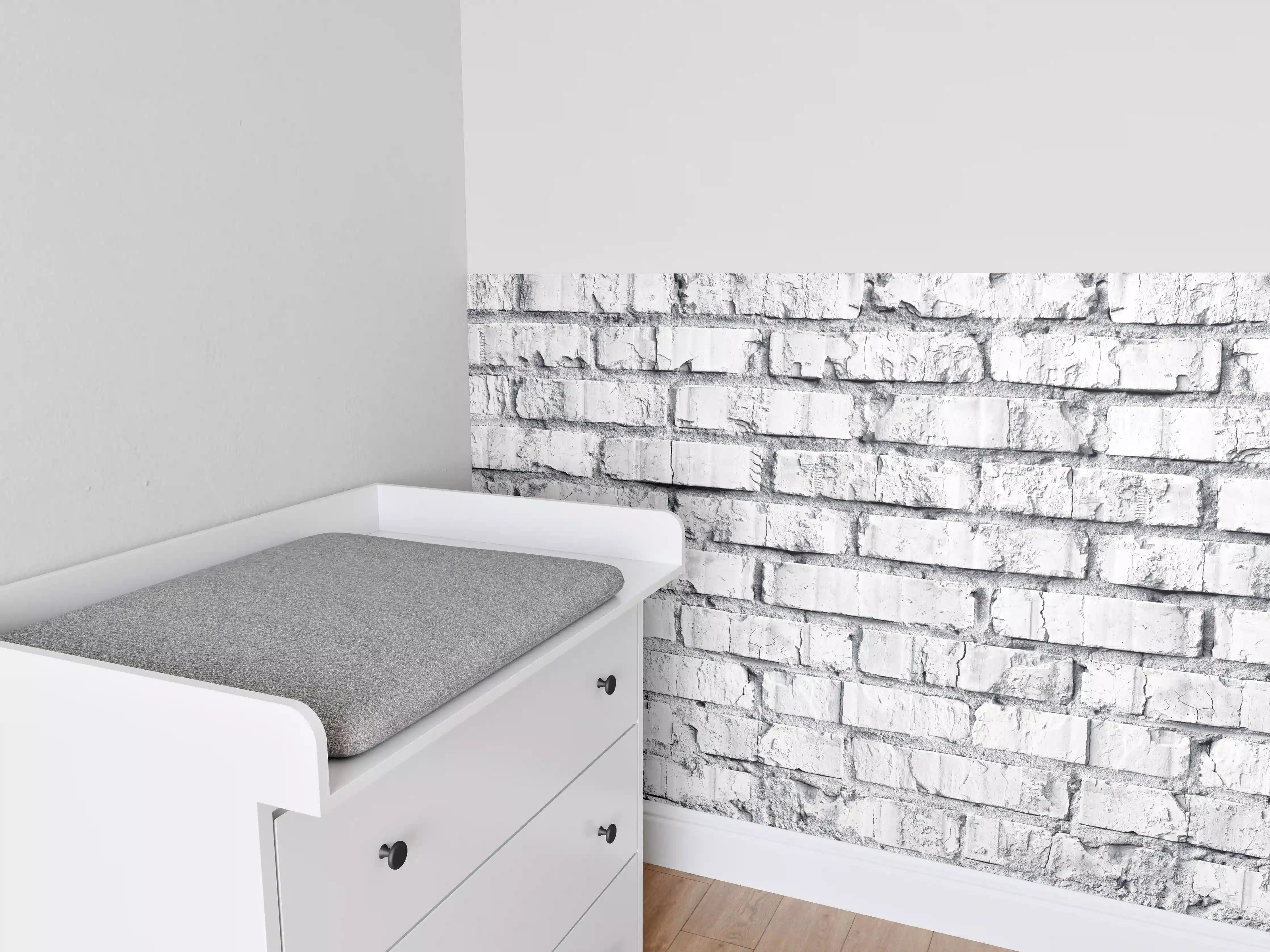 Babyzimmer Wandgestaltung - Weiß gekalkte Ziegelmauer
