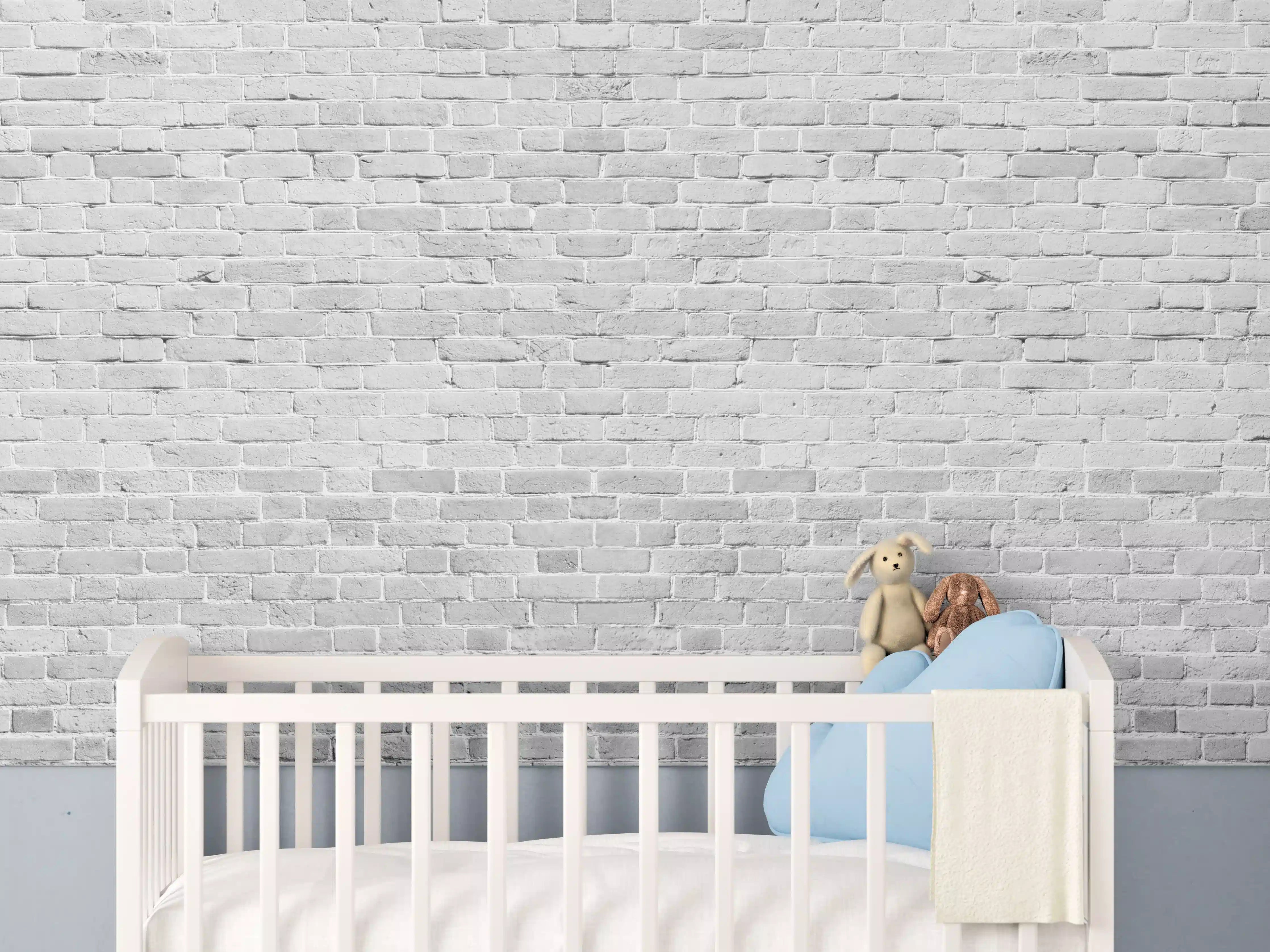 Babyzimmer Wandgestaltung - Weiß gewaschene Ziegelwand Textur