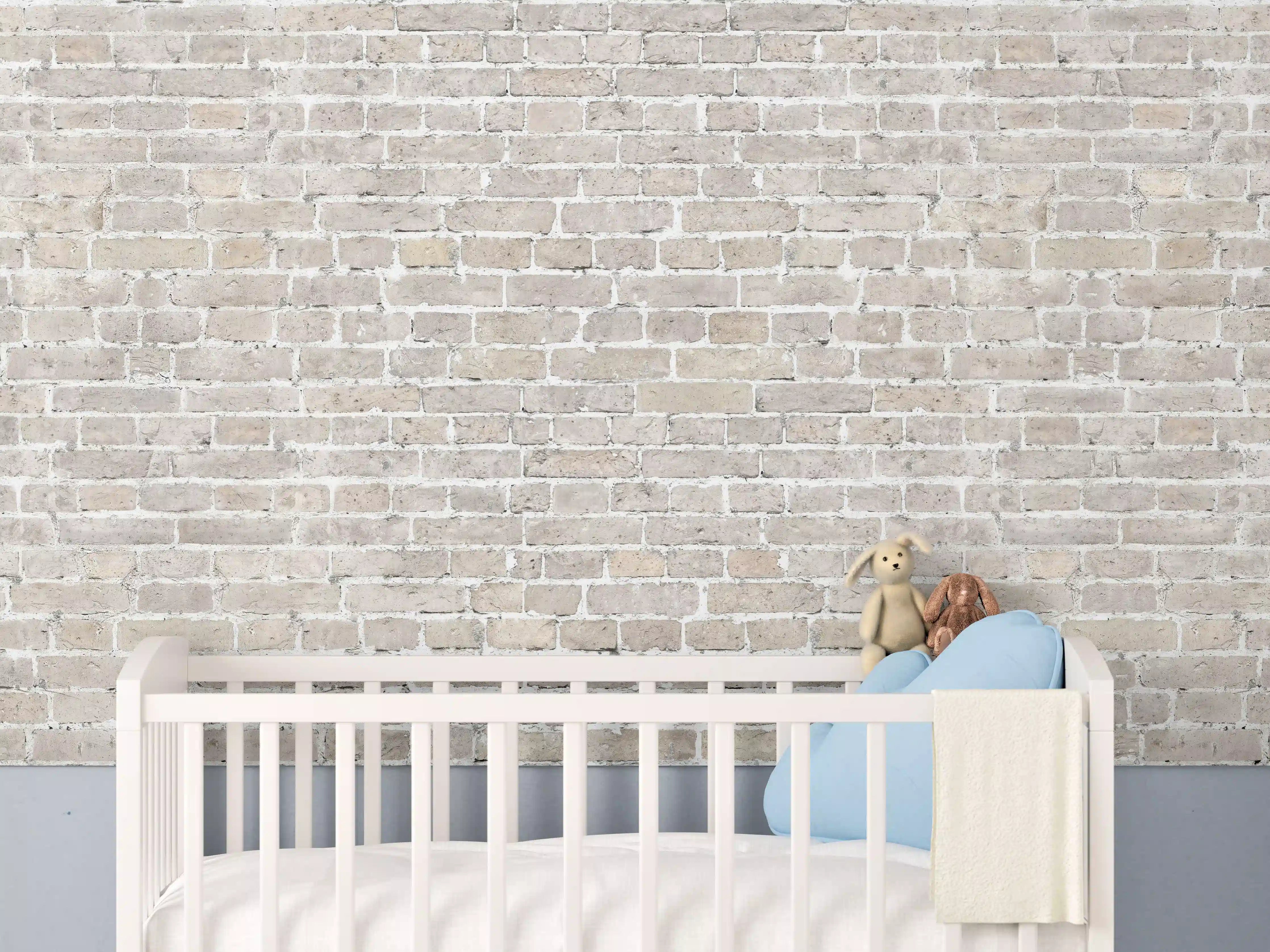 Babyzimmer Wandgestaltung - Weiß gewaschenes altes Mauerpanorama