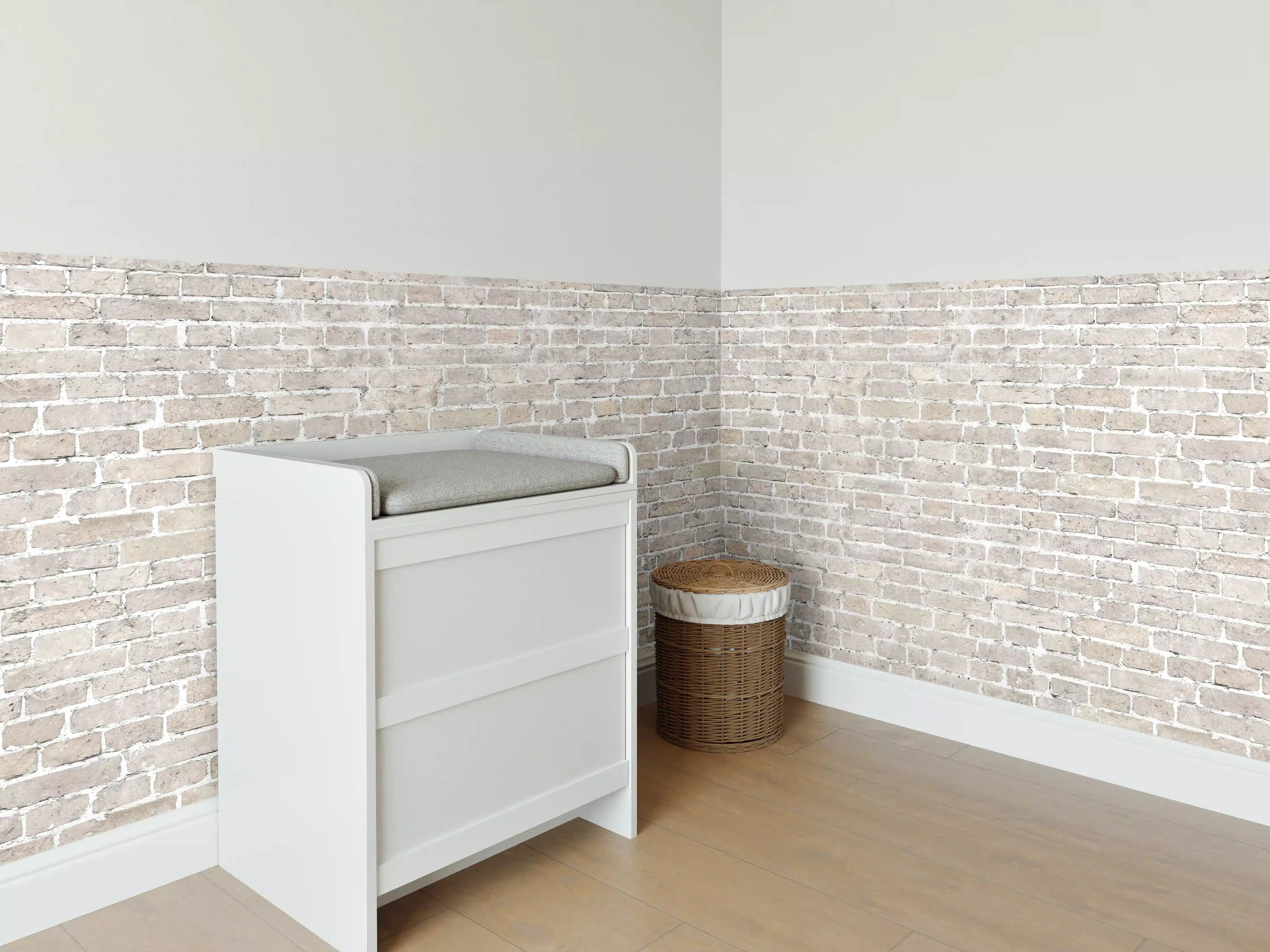 Babyzimmer Wandgestaltung - Weiß gewaschenes altes Mauerpanorama