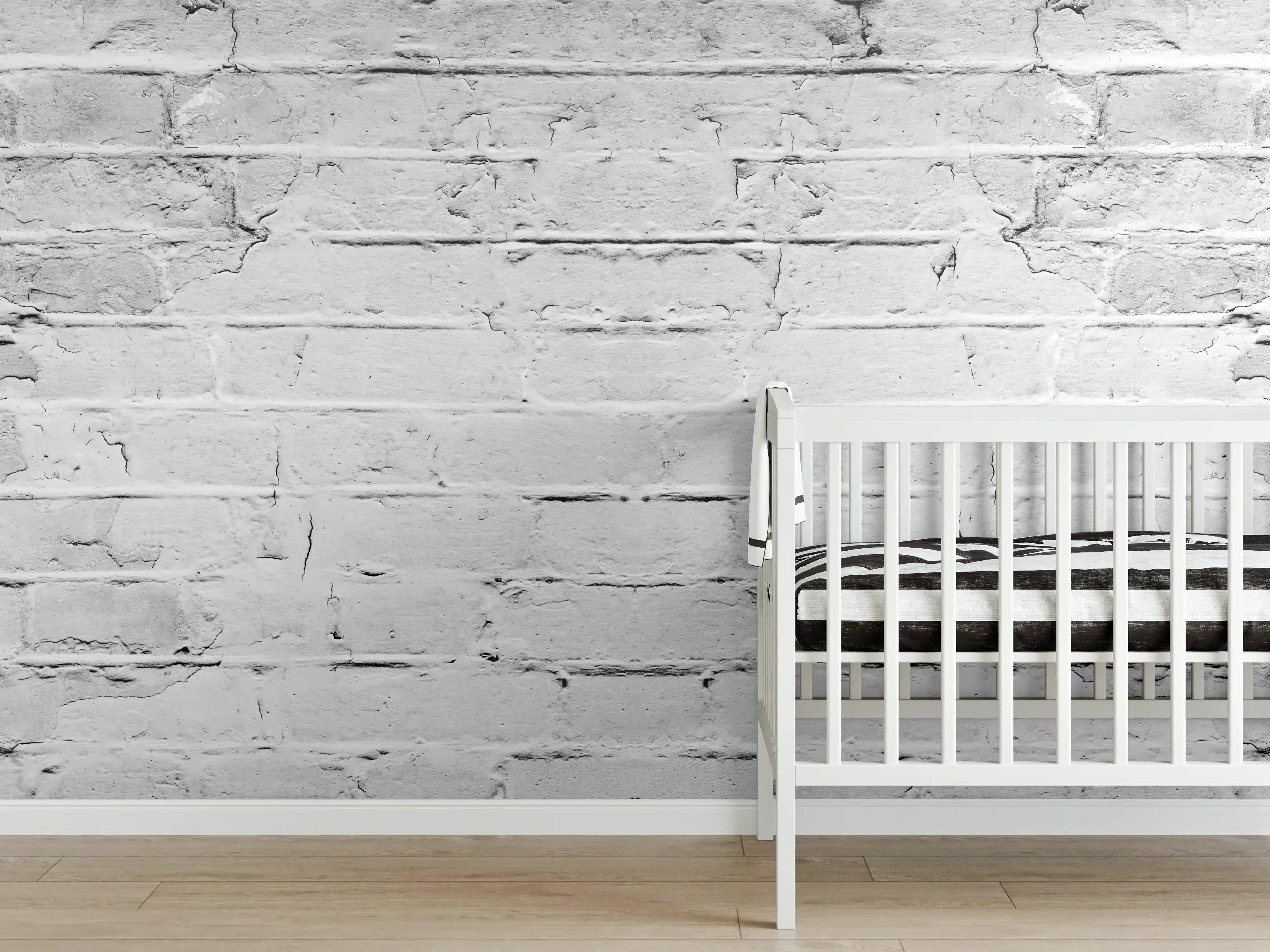 Babyzimmer Wandgestaltung - Weiß grau beschädigte Backstein Wand