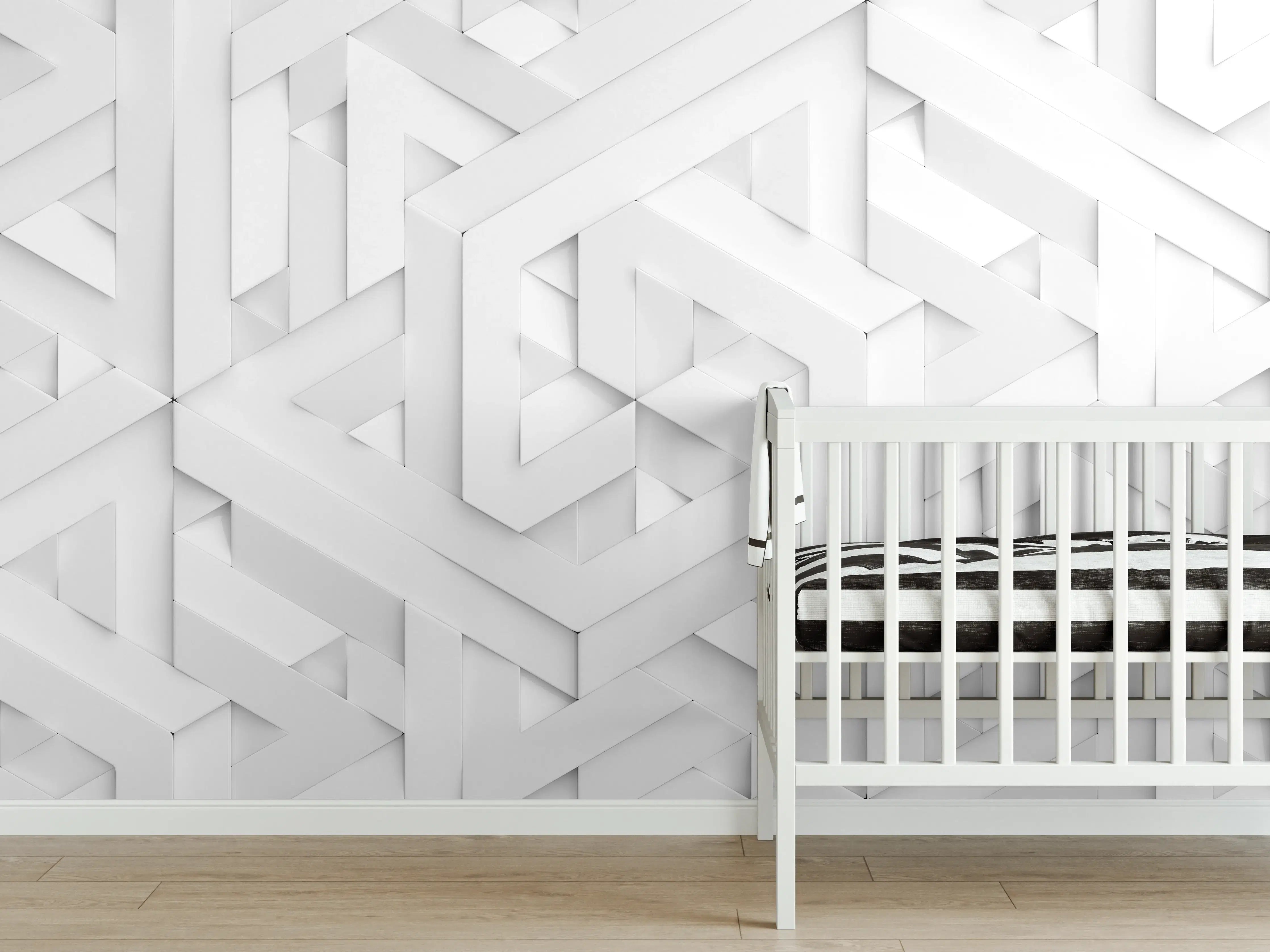 Babyzimmer Wandgestaltung - Weiße 3D Darstellung