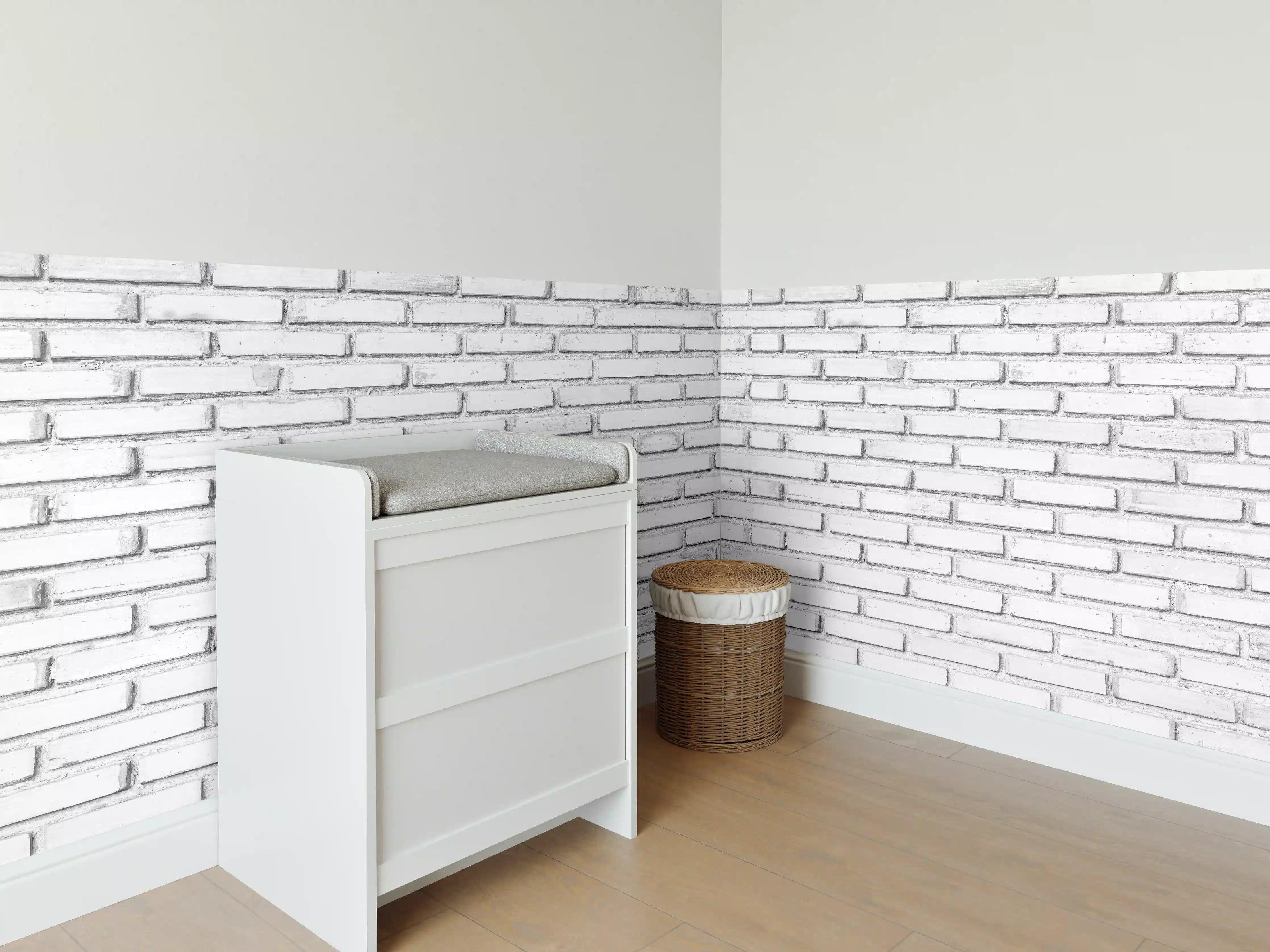 Babyzimmer Wandgestaltung - Weiße Backsteinmauer
