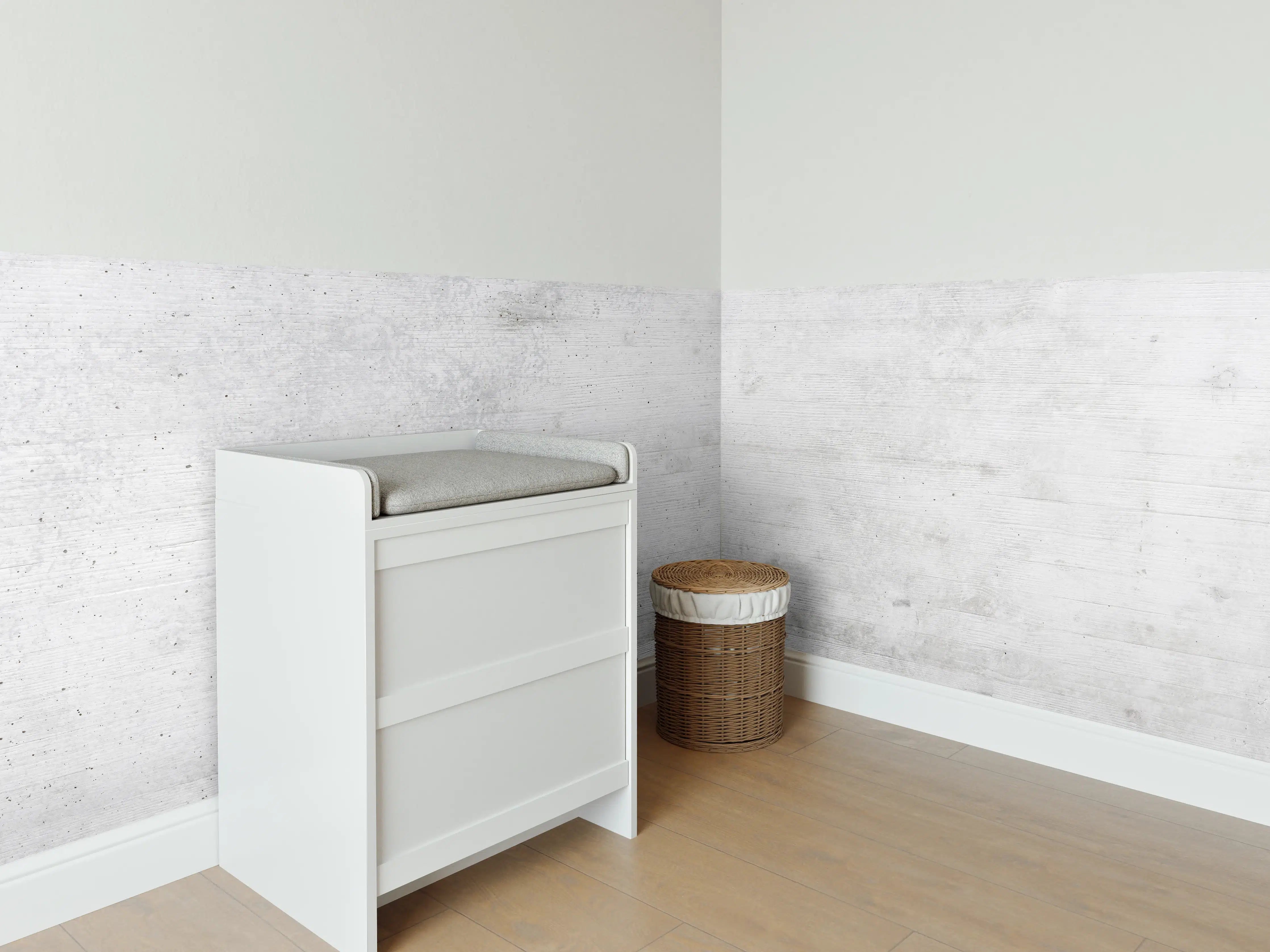 Babyzimmer Wandgestaltung - Weiße Betonstruktur