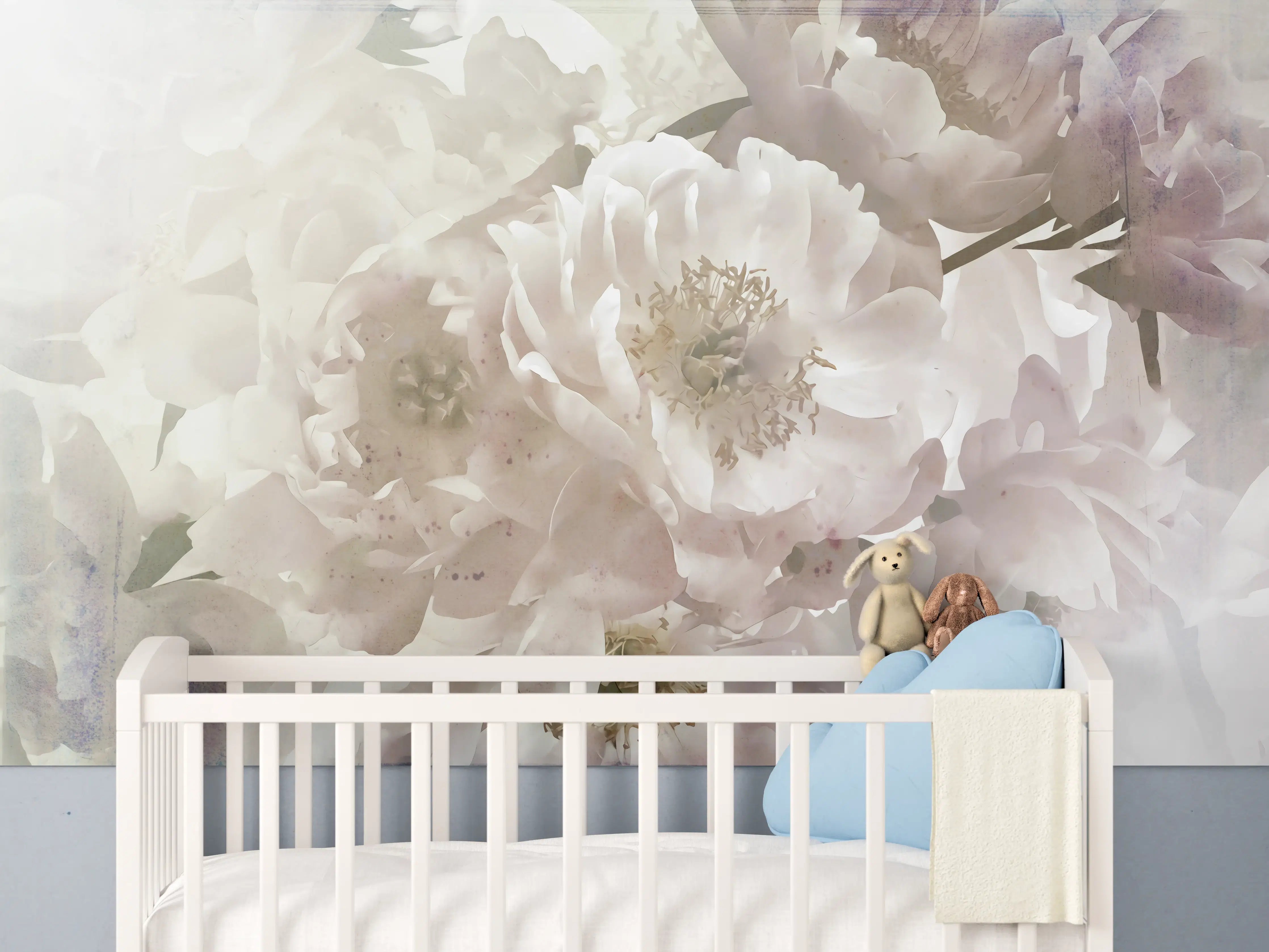 Babyzimmer Wandgestaltung - Weiße Blume - Darstellung