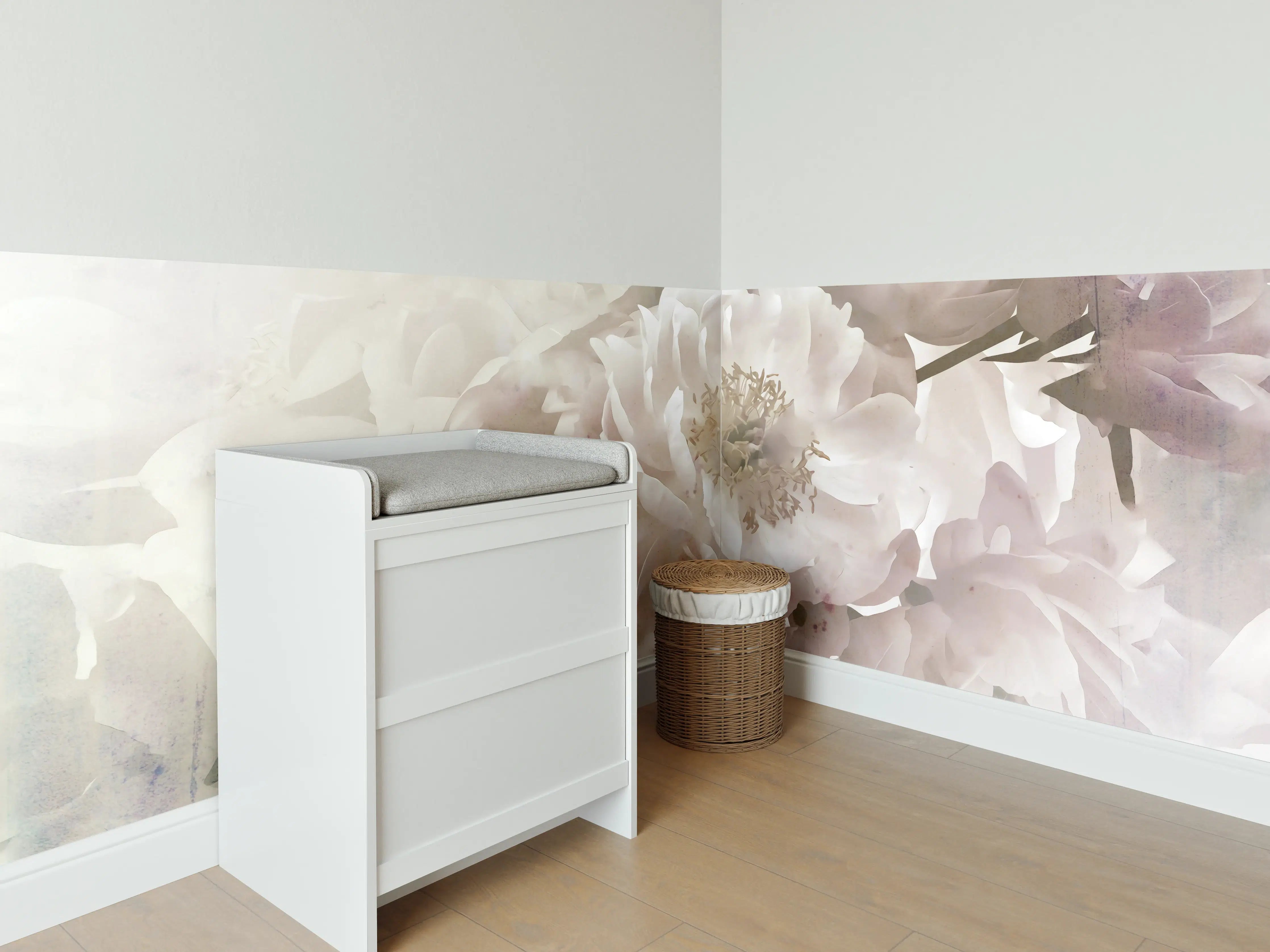 Babyzimmer Wandgestaltung - Weiße Blume - Darstellung