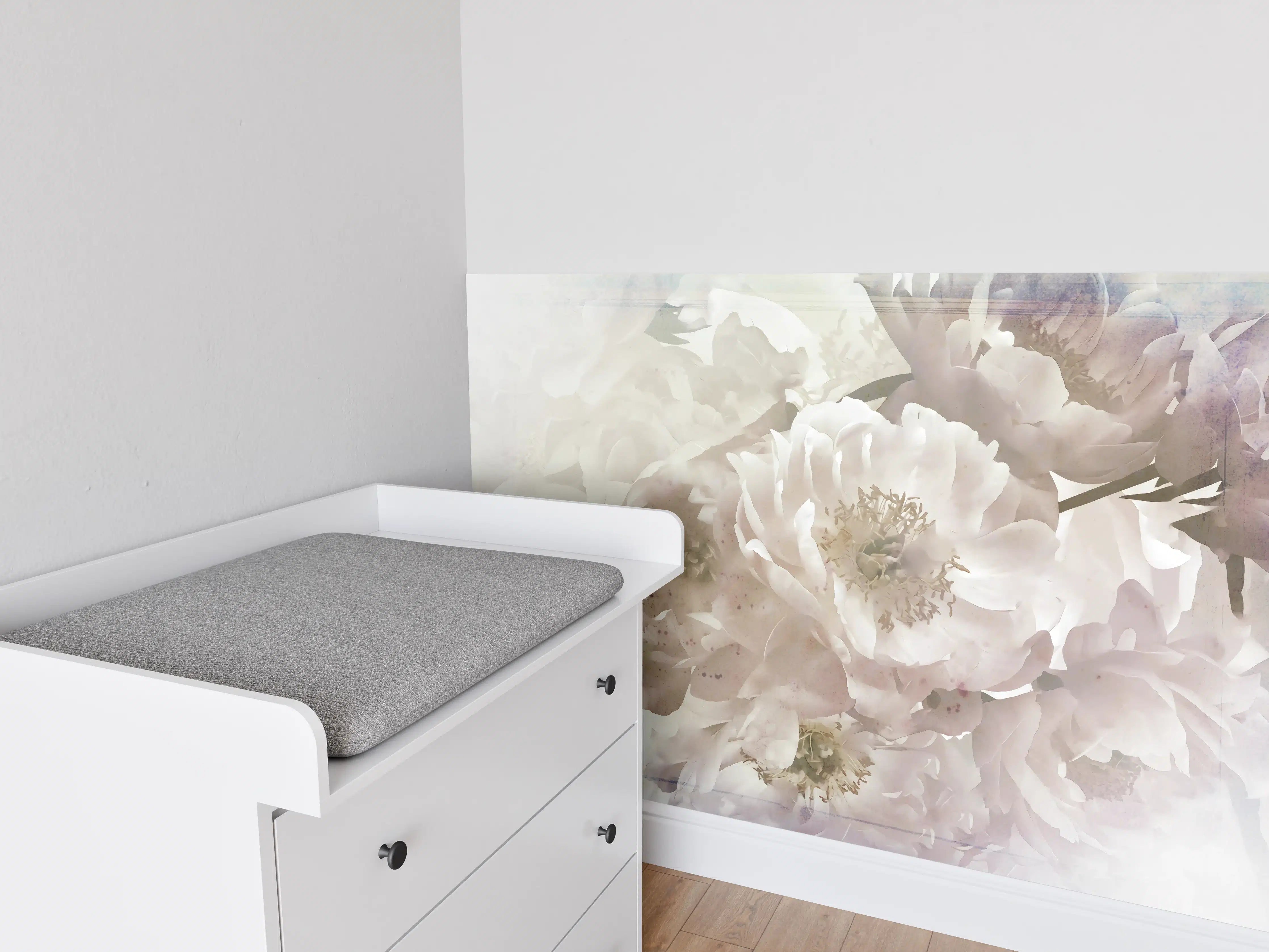 Babyzimmer Wandgestaltung - Weiße Blume - Darstellung