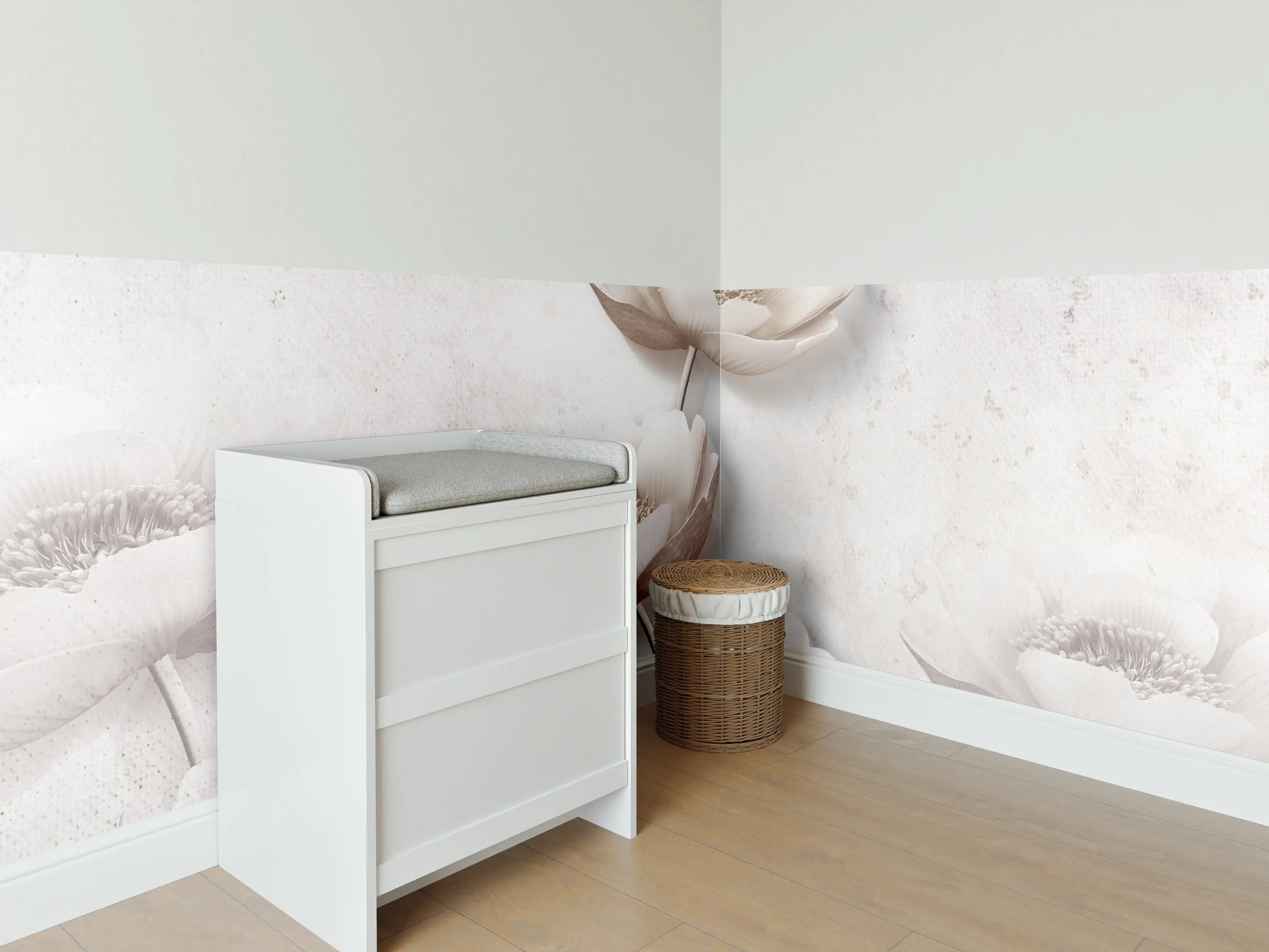 Babyzimmer Wandgestaltung - Weiße Blume Retrostil