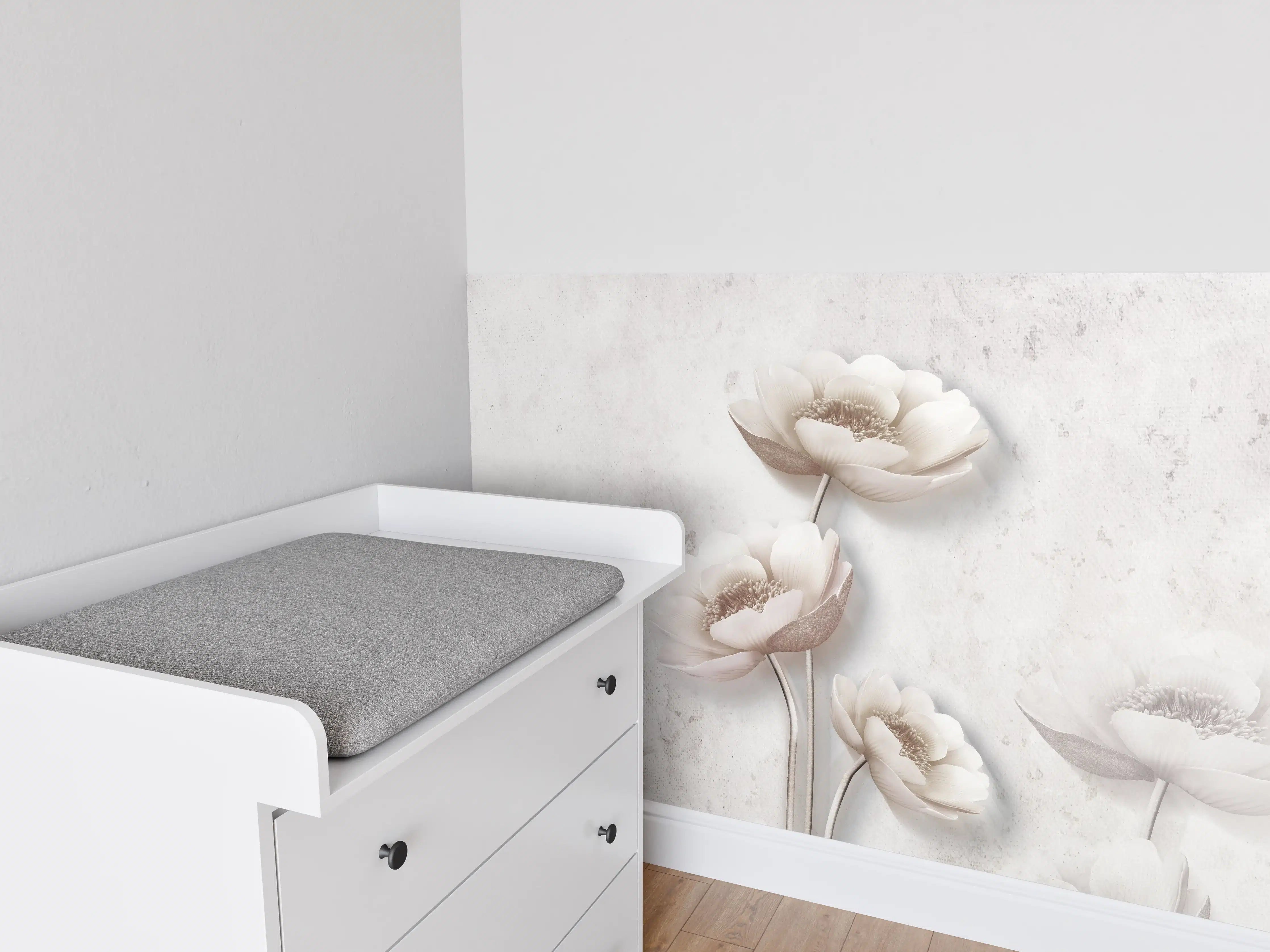 Babyzimmer Wandgestaltung - Weiße Blume Retrostil