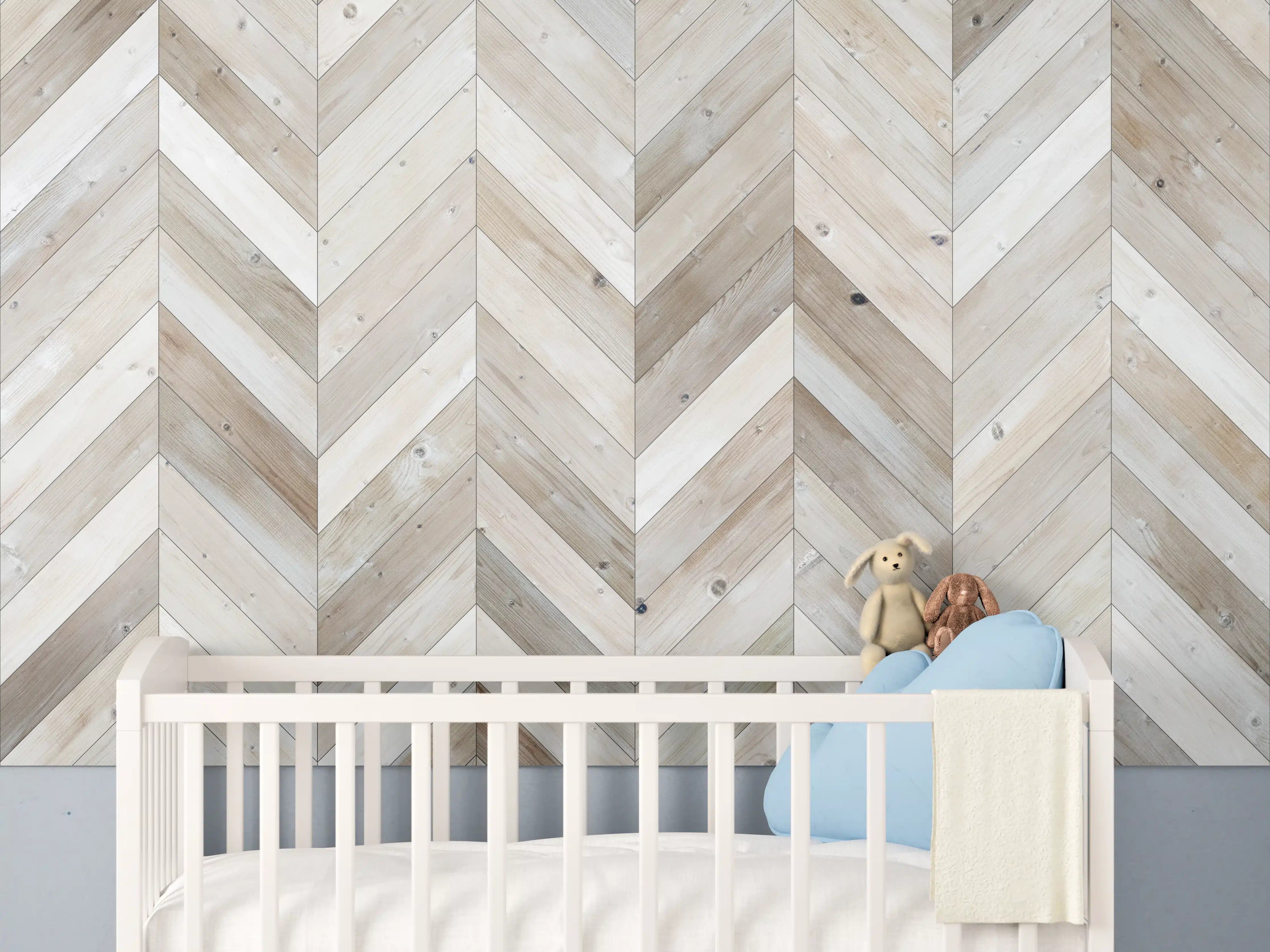 Babyzimmer Wandgestaltung - Weiße Chevron Textur