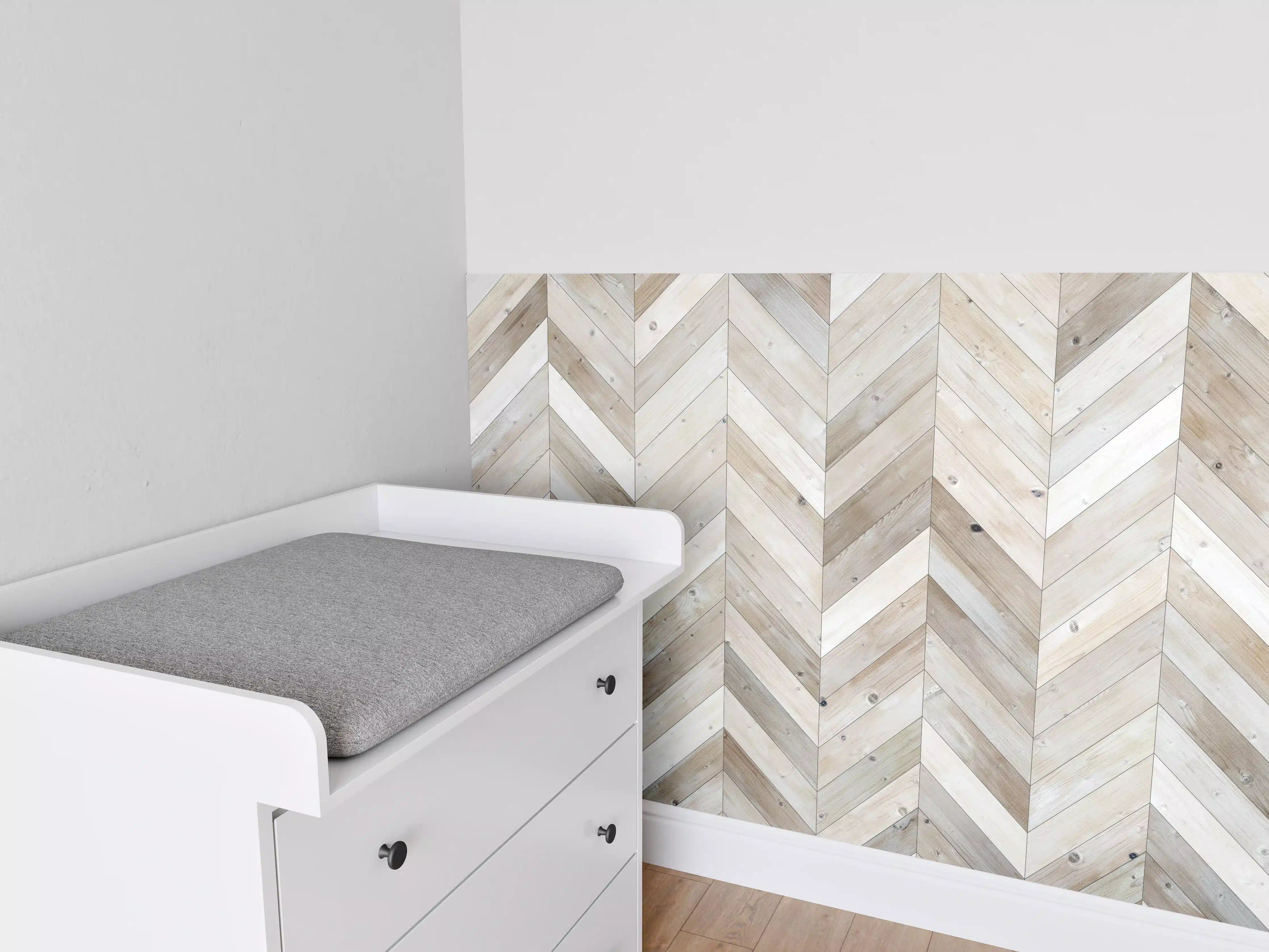 Babyzimmer Wandgestaltung - Weiße Chevron Textur