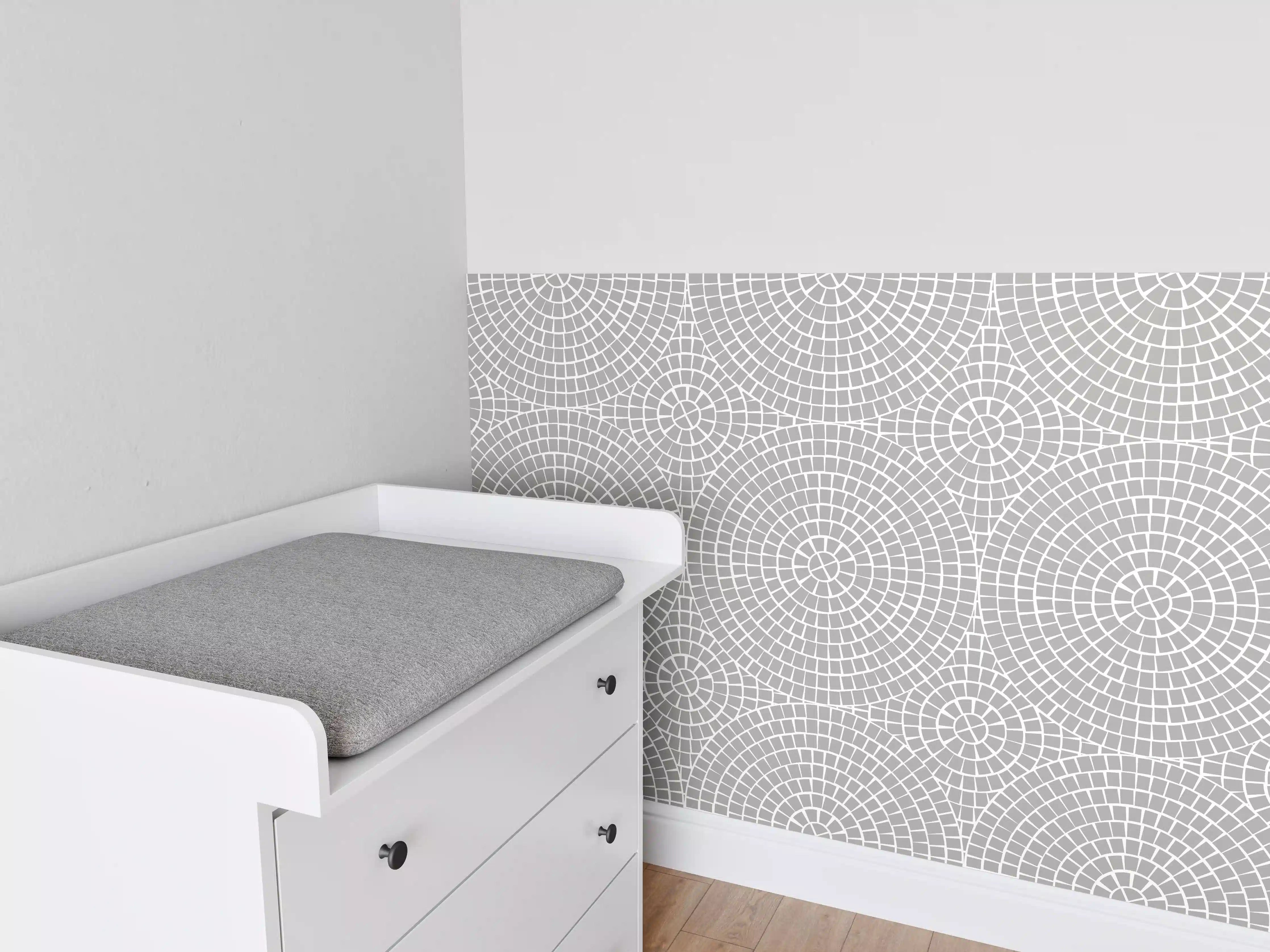 Babyzimmer Wandgestaltung - Weiße Grautöne Mosaikfliese