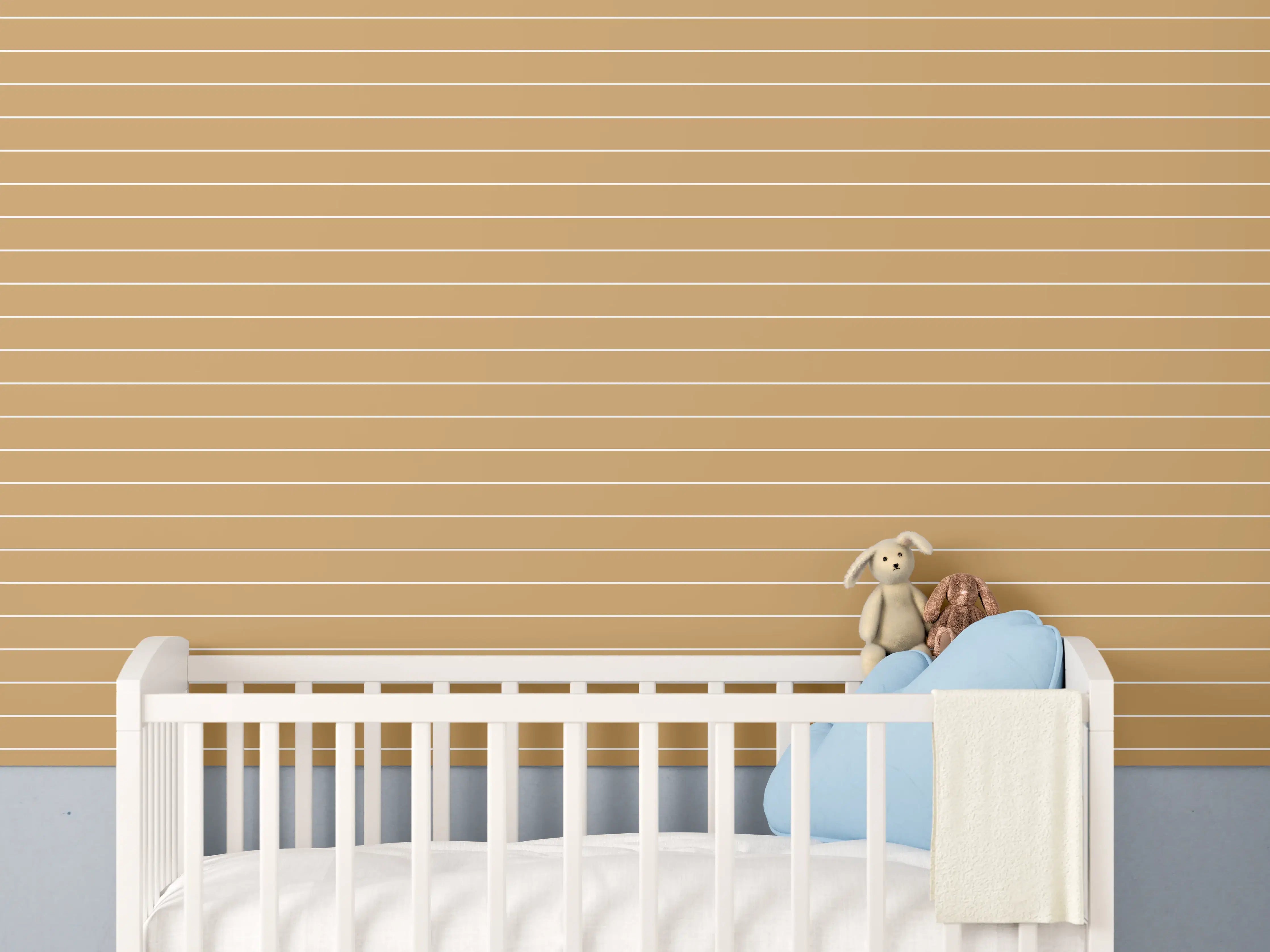 Babyzimmer Wandgestaltung - Weiße Linie mit goldener Akzentlinie