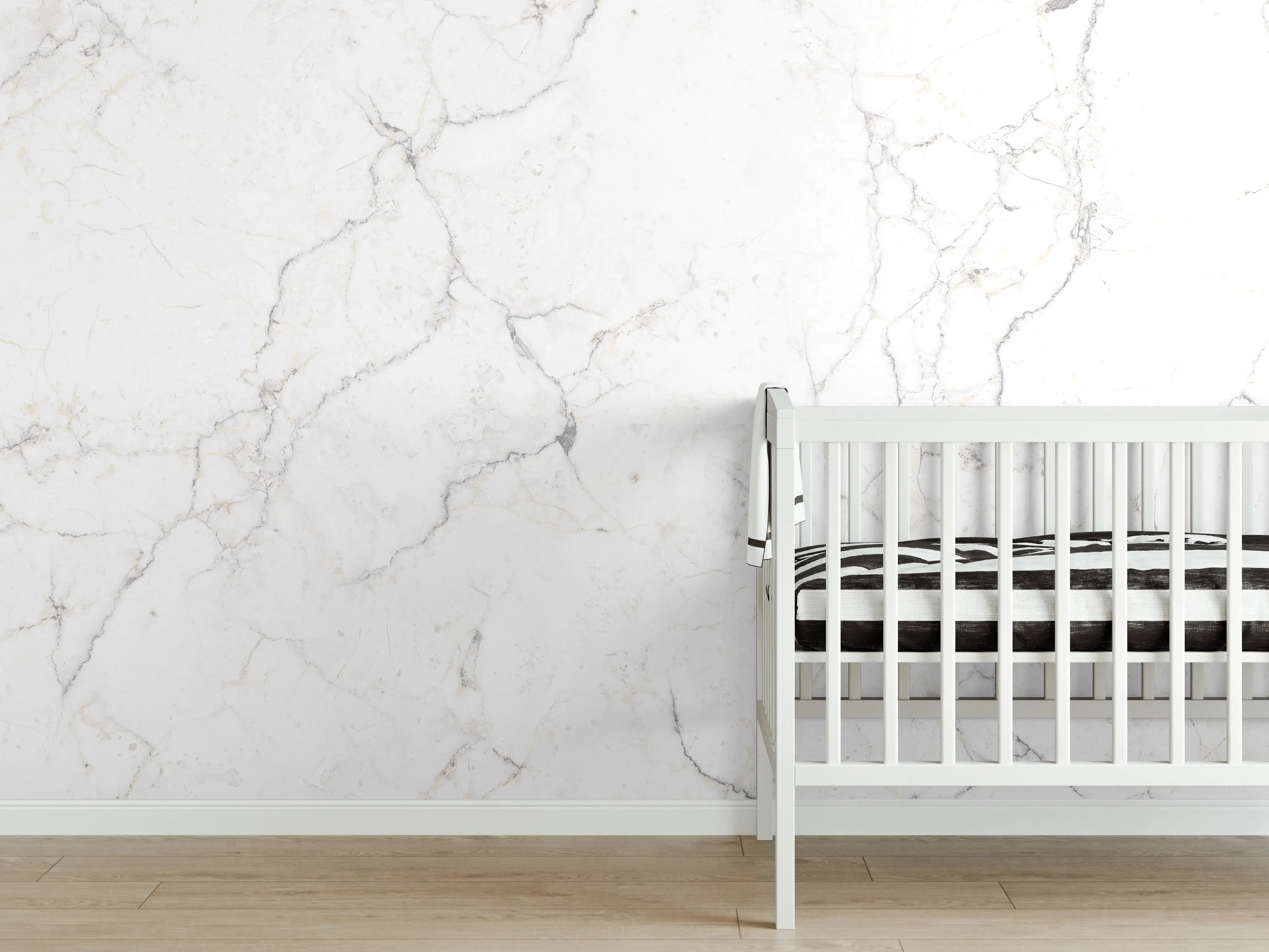 Babyzimmer Wandgestaltung - Weiße Marmor - Beton Textur