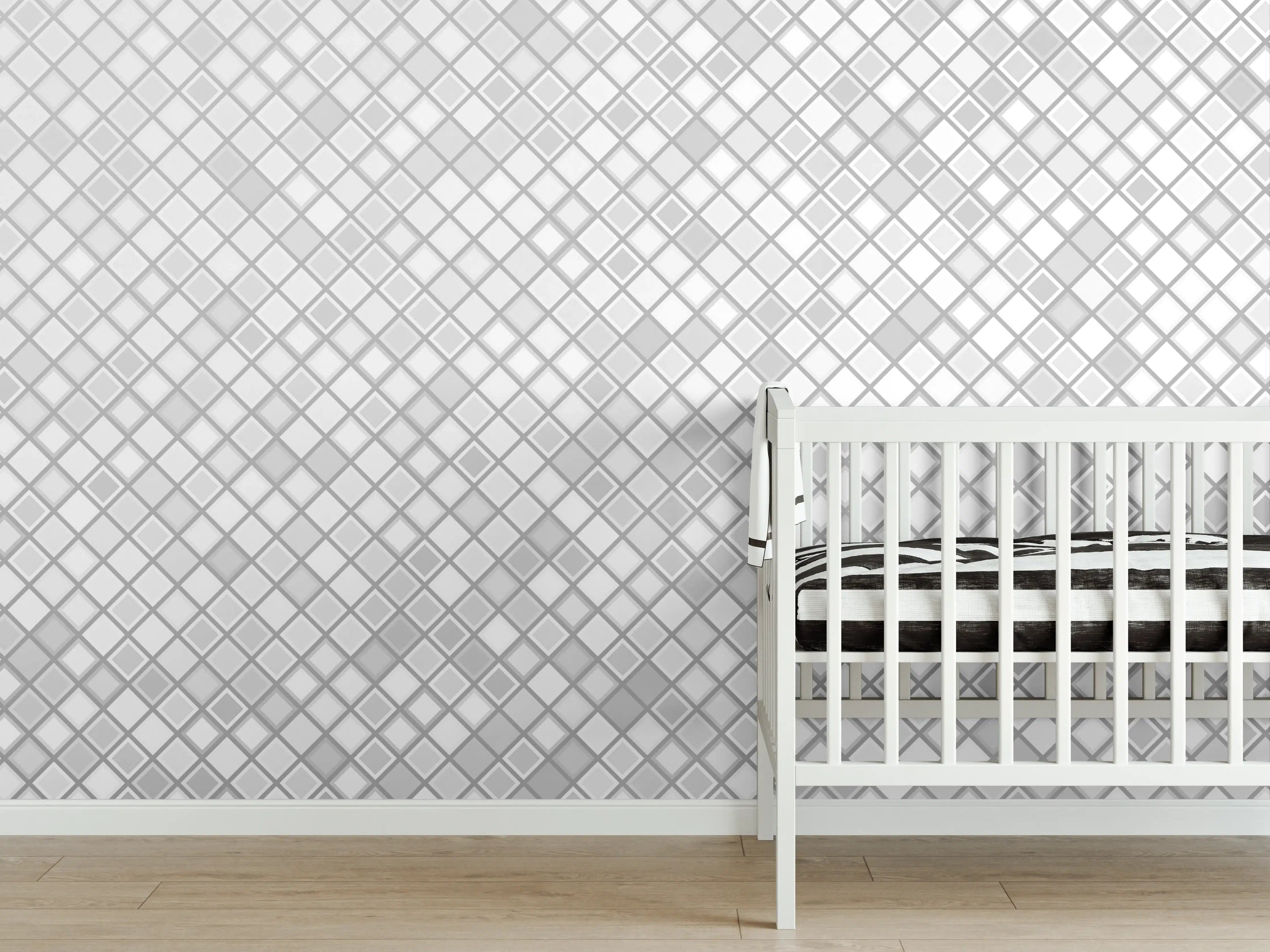 Babyzimmer Wandgestaltung - Weiße Marmor-Optik mit Grauer Textur