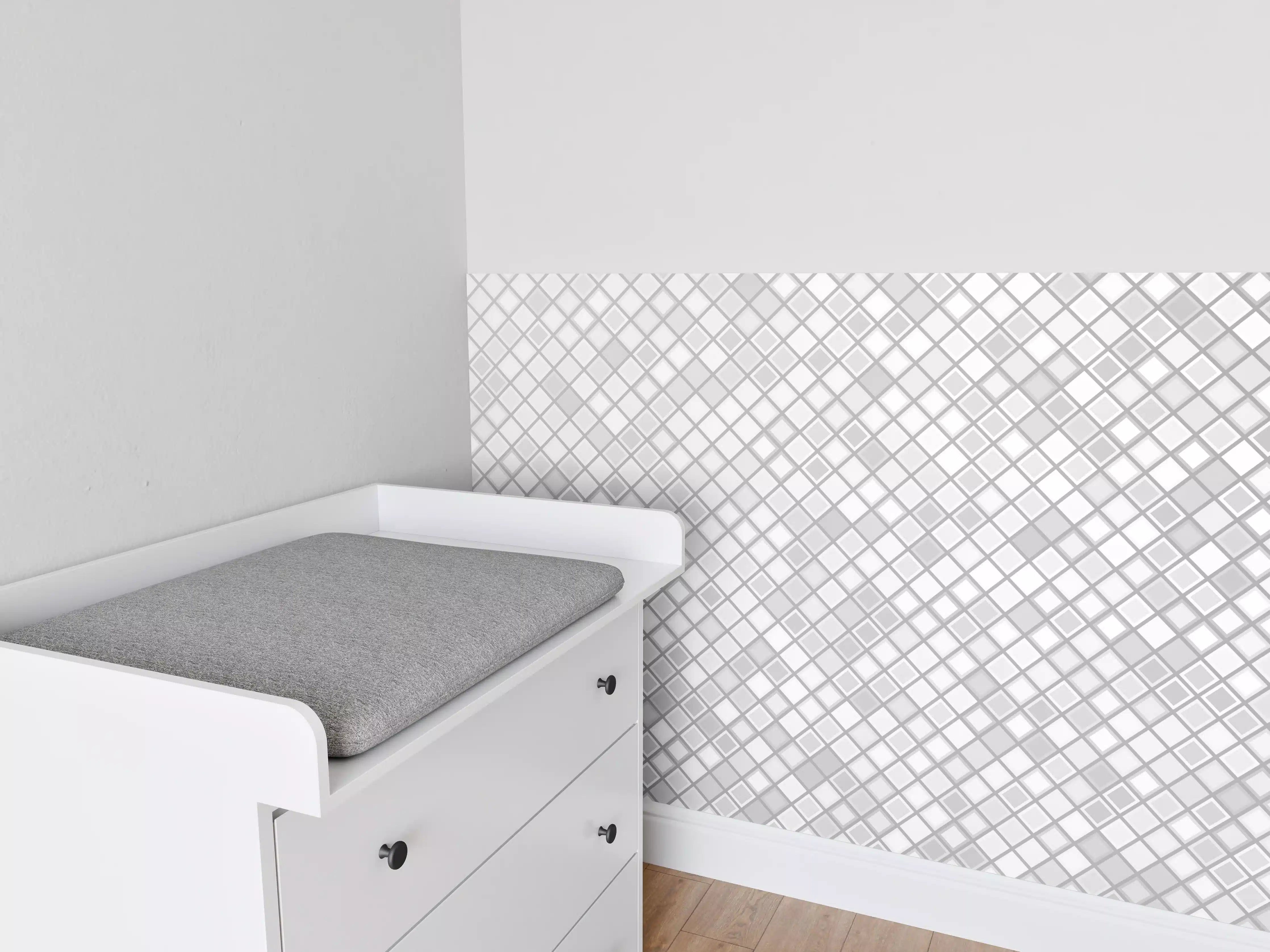 Babyzimmer Wandgestaltung - Weiße Marmor-Optik mit Grauer Textur