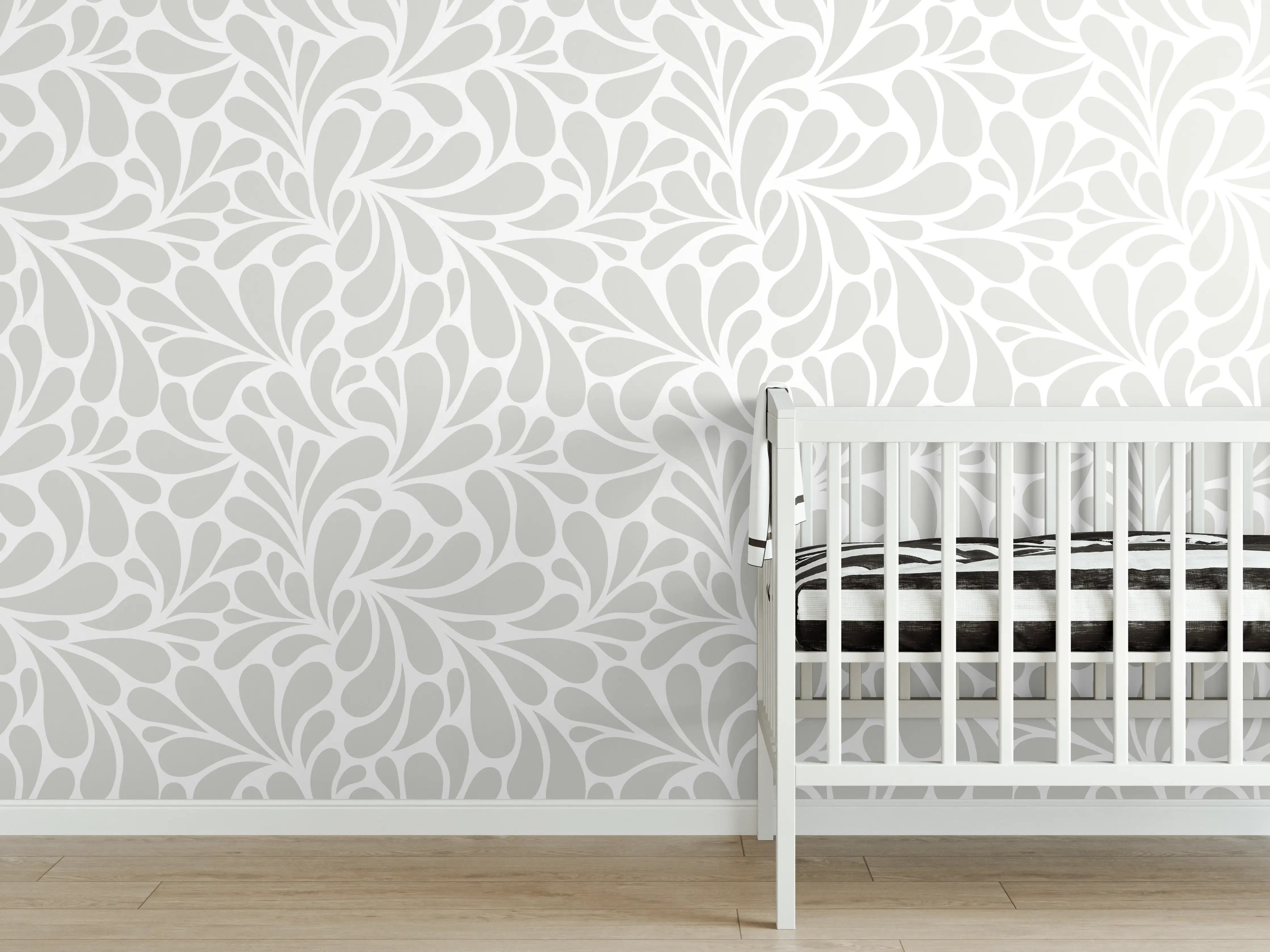 Babyzimmer Wandgestaltung - Weiße Marmor-Textur mit feinen Graunuancen